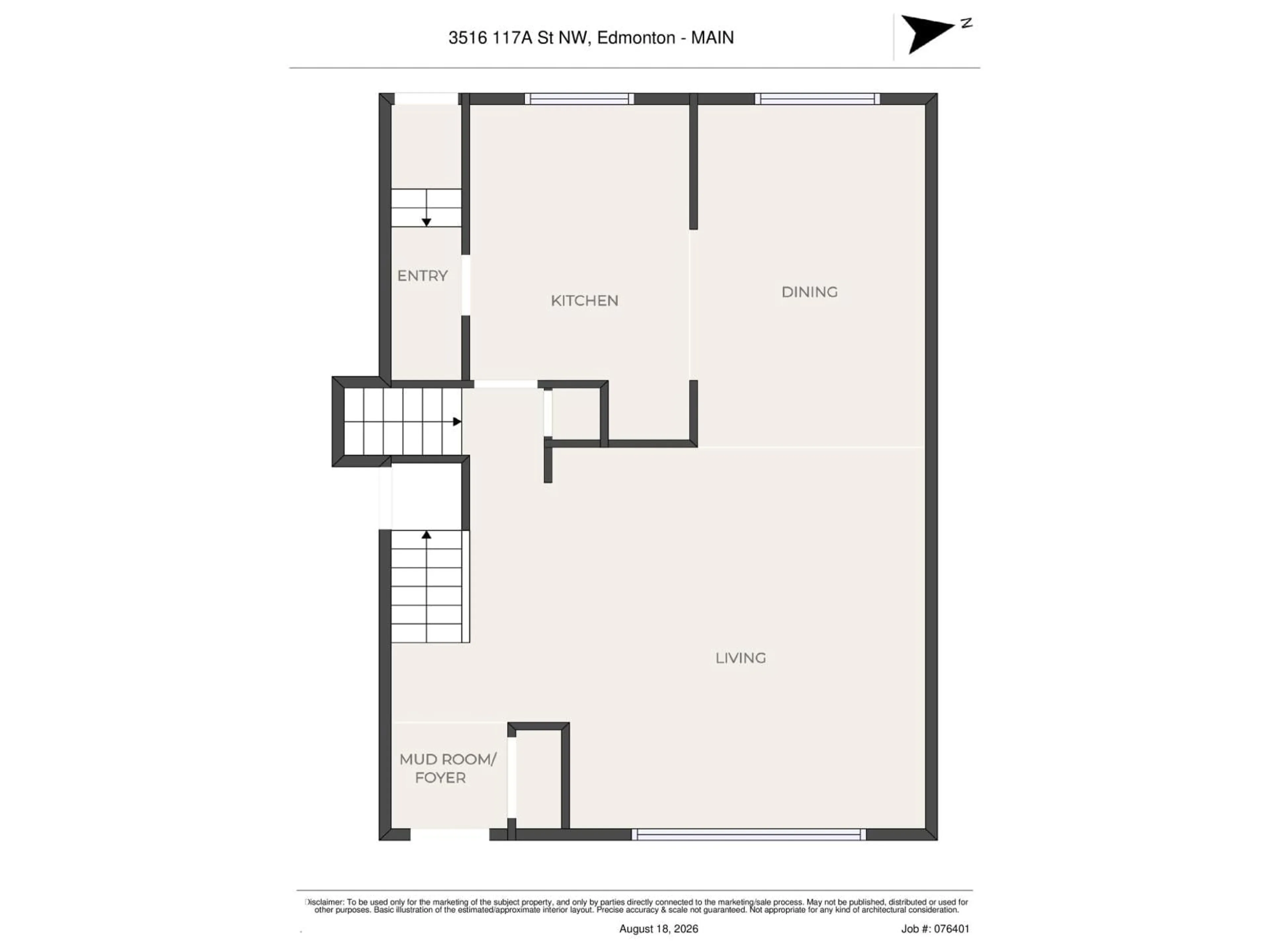 Floor plan for 3516 117A ST NW, Edmonton Alberta T6J1V4