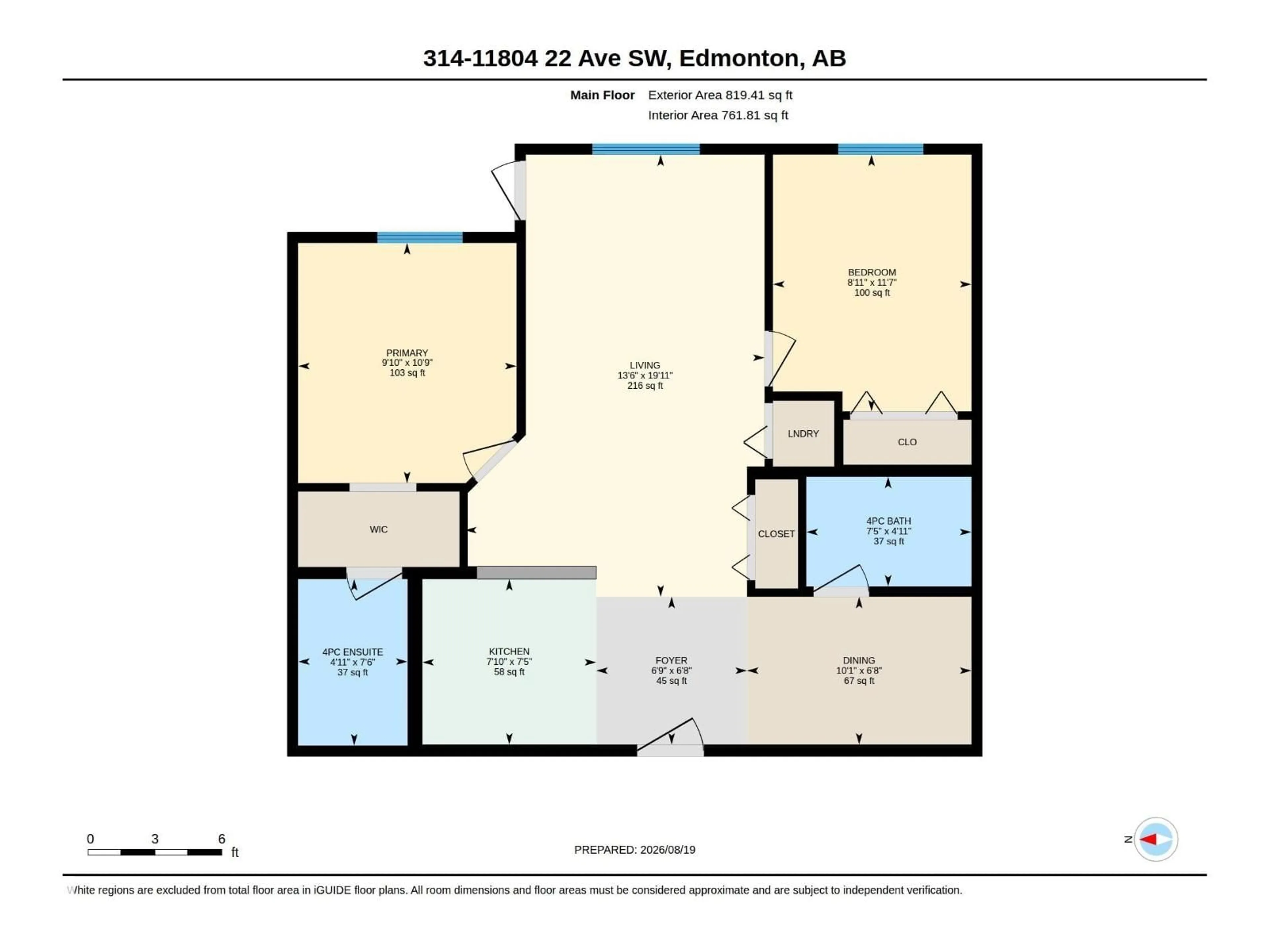 Floor plan for 314 11804 22 AV SW, Edmonton Alberta T6W2A2