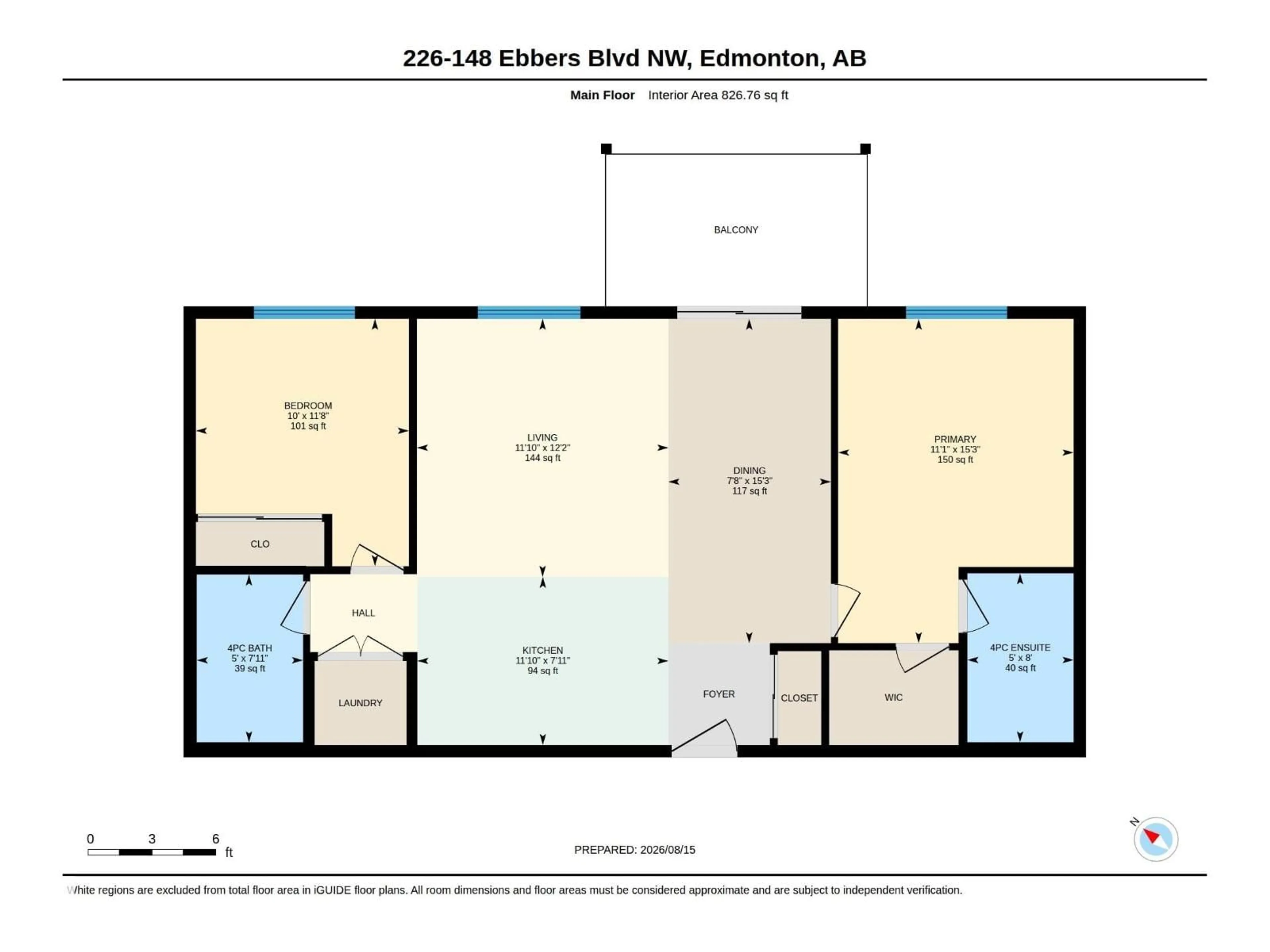 Floor plan for 148 - 226 EBBERS BV, Edmonton Alberta T5Y4A4