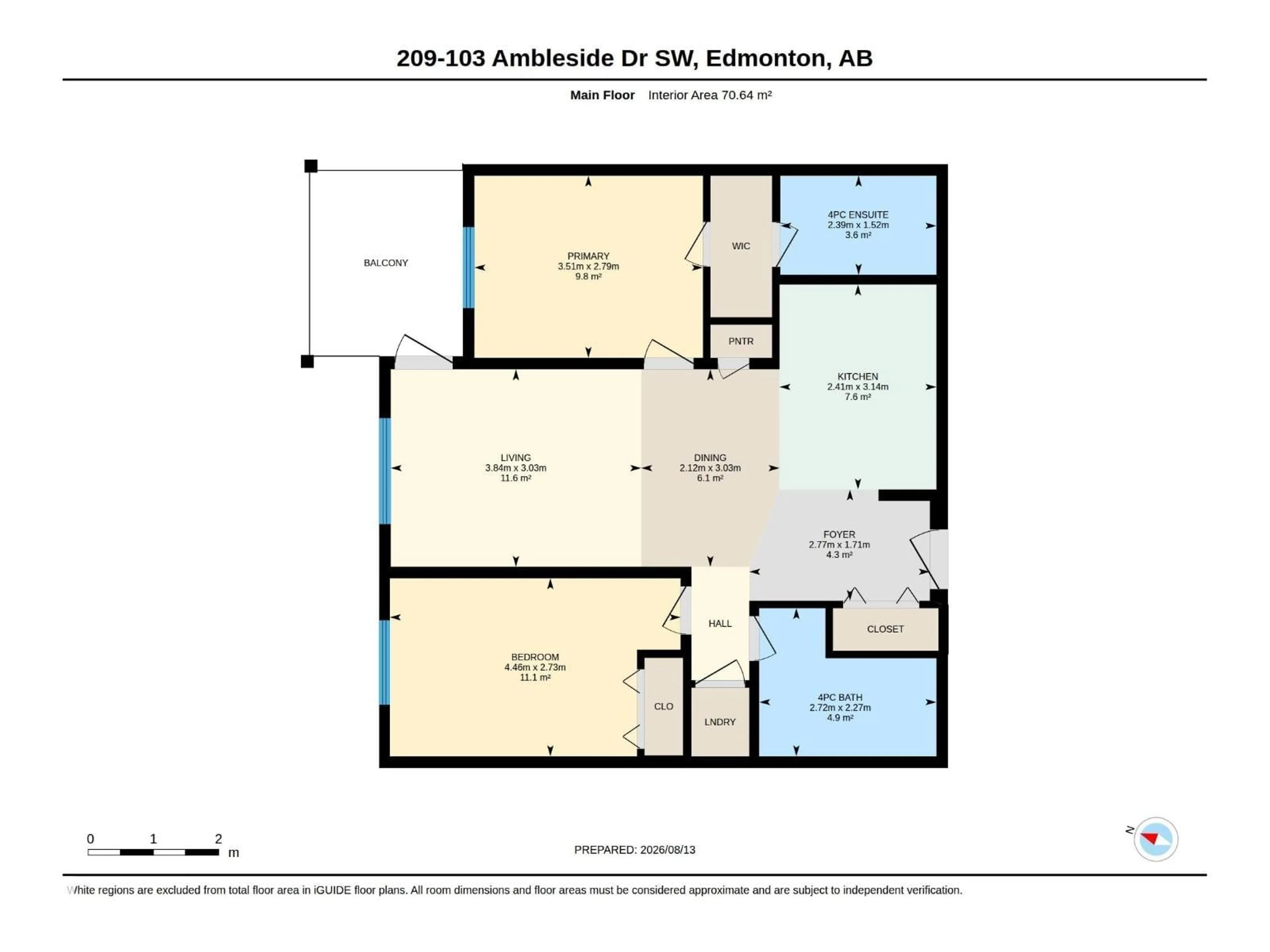 Floor plan for #209 - 103 AMBLESIDE DRIVE, Edmonton Alberta T6W0J4