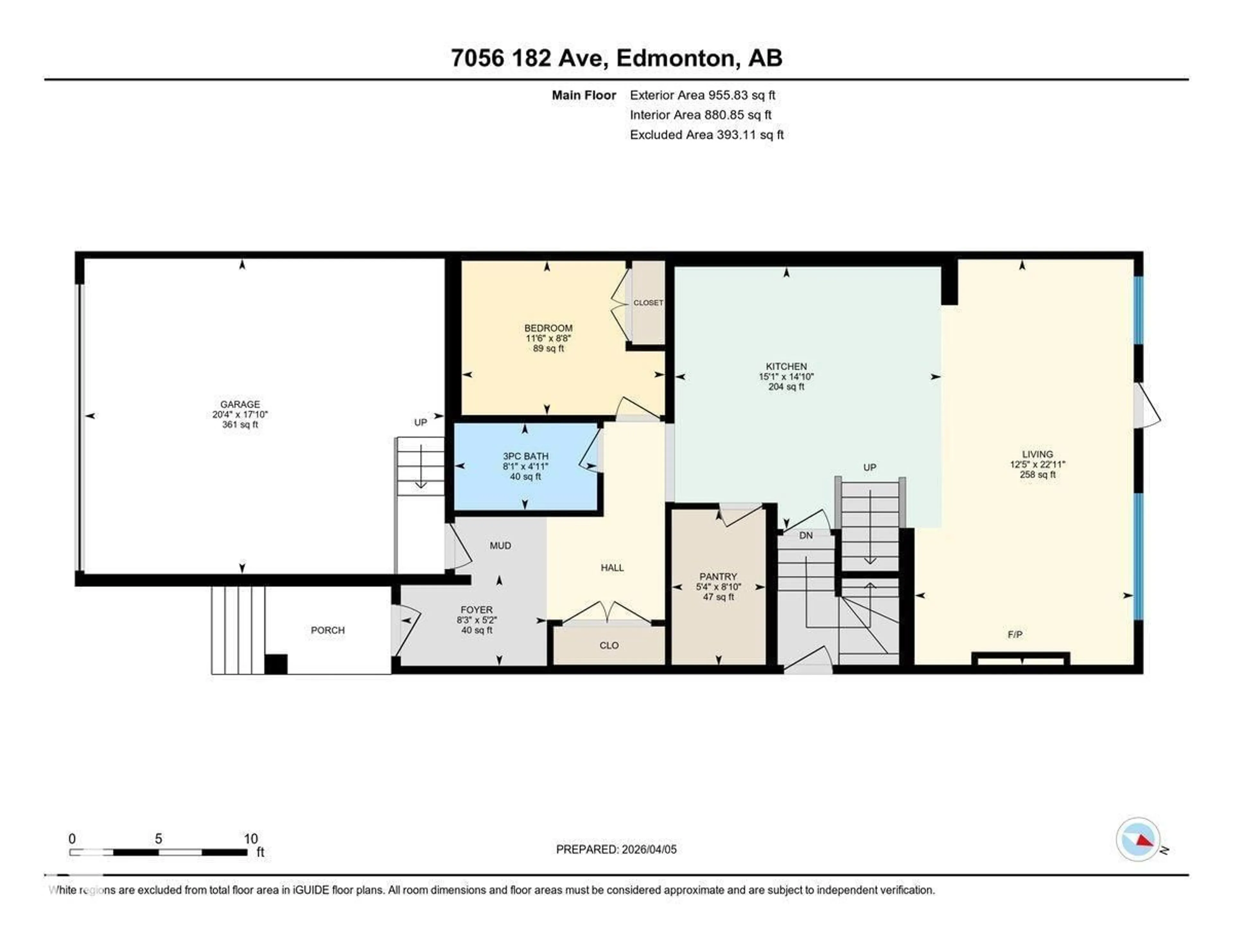 Floor plan for 7056 182 AV, Edmonton Alberta T5Z0V7