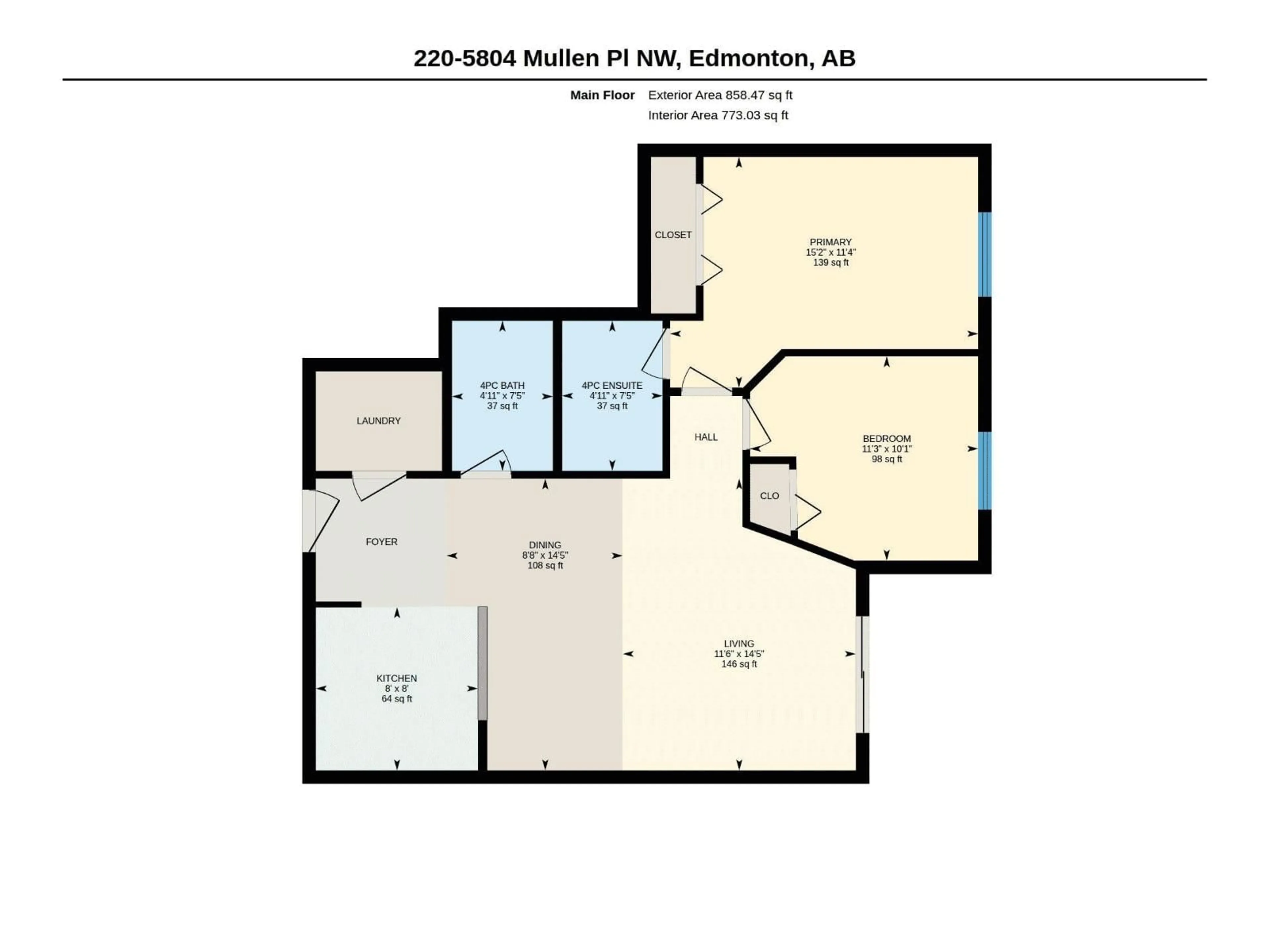 Floor plan for 5804 - 220 MULLEN PL, Edmonton Alberta T6R0W3