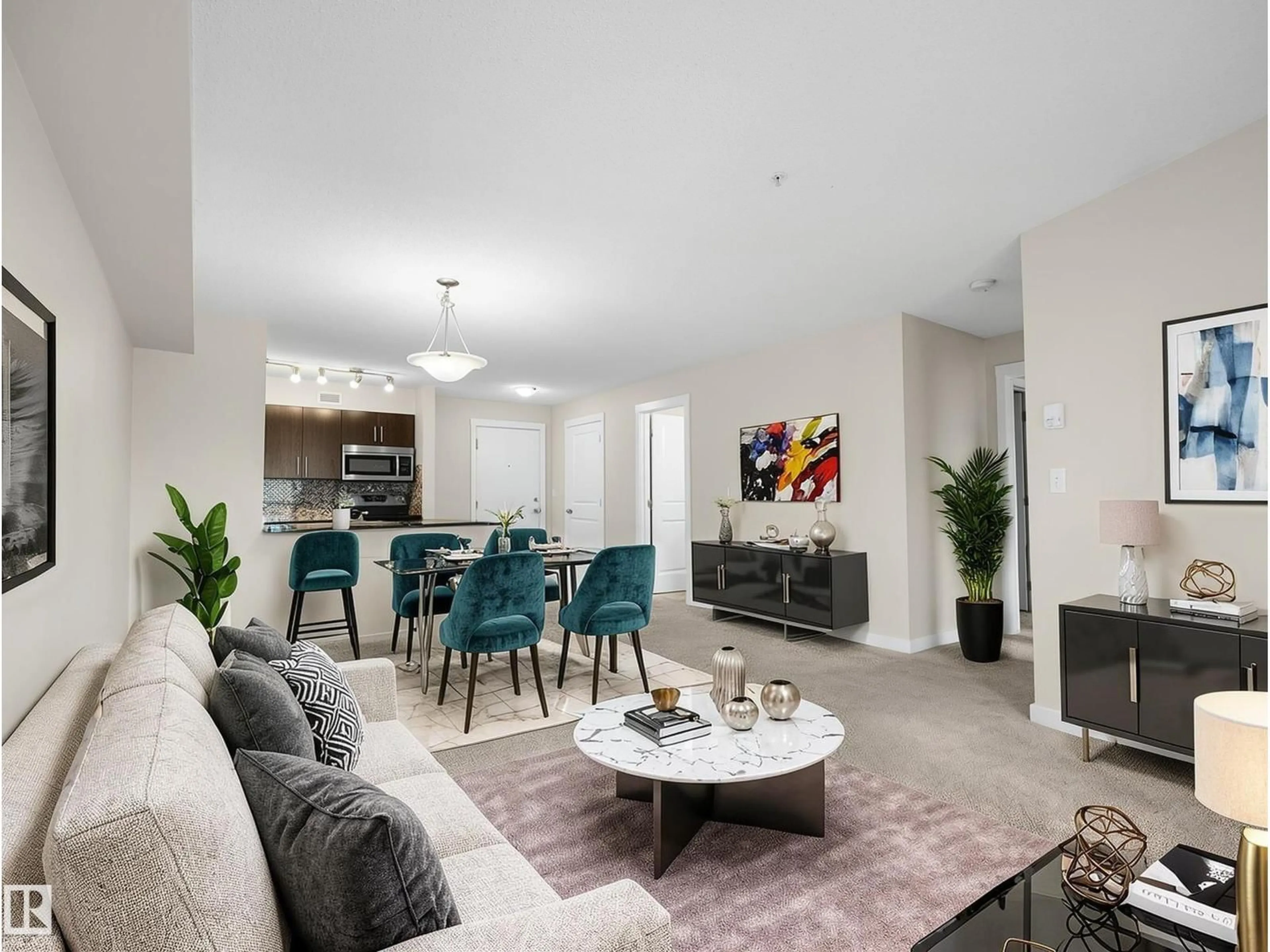 Living room with furniture, unknown for 5804 - 220 MULLEN PL, Edmonton Alberta T6R0W3