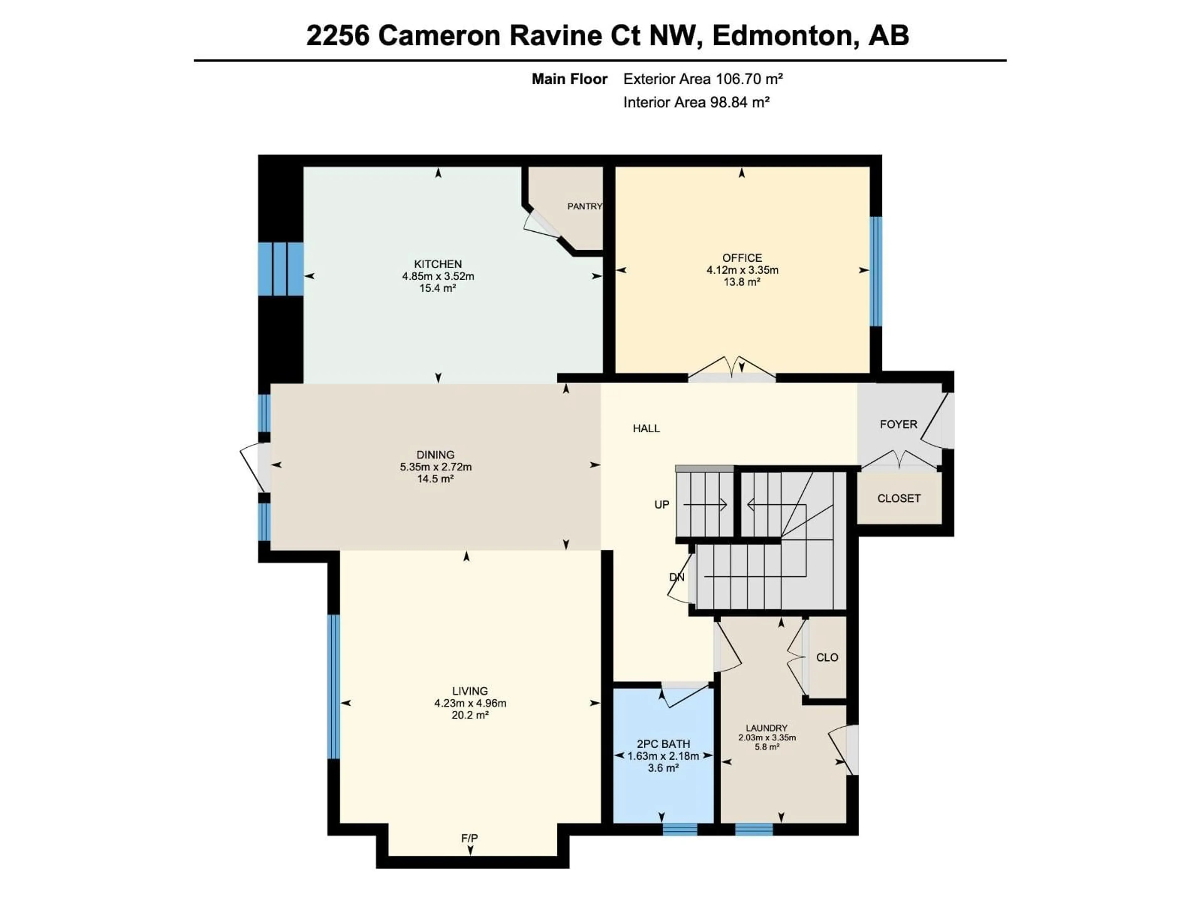 Floor plan for 2256 CAMERON RAVINE CO, Edmonton Alberta T6M0L9