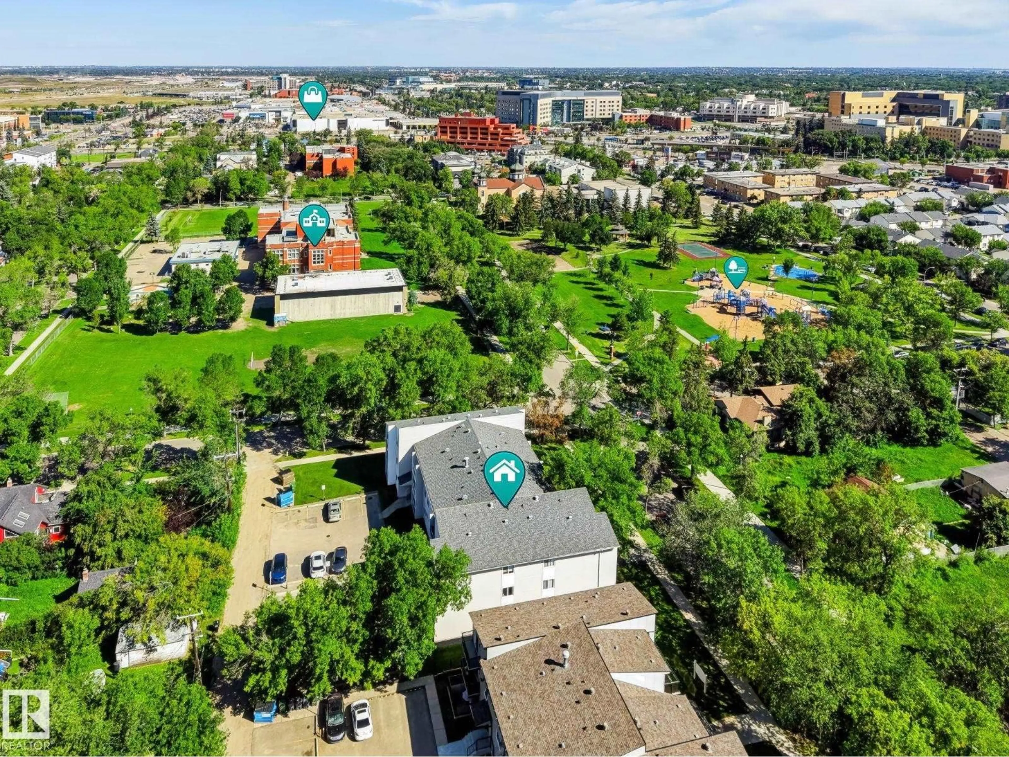 A pic from outside/outdoor area/front of a property/back of a property/a pic from drone, city buildings view from balcony for #101 - 10842 107 ST, Edmonton Alberta T5H2Z3