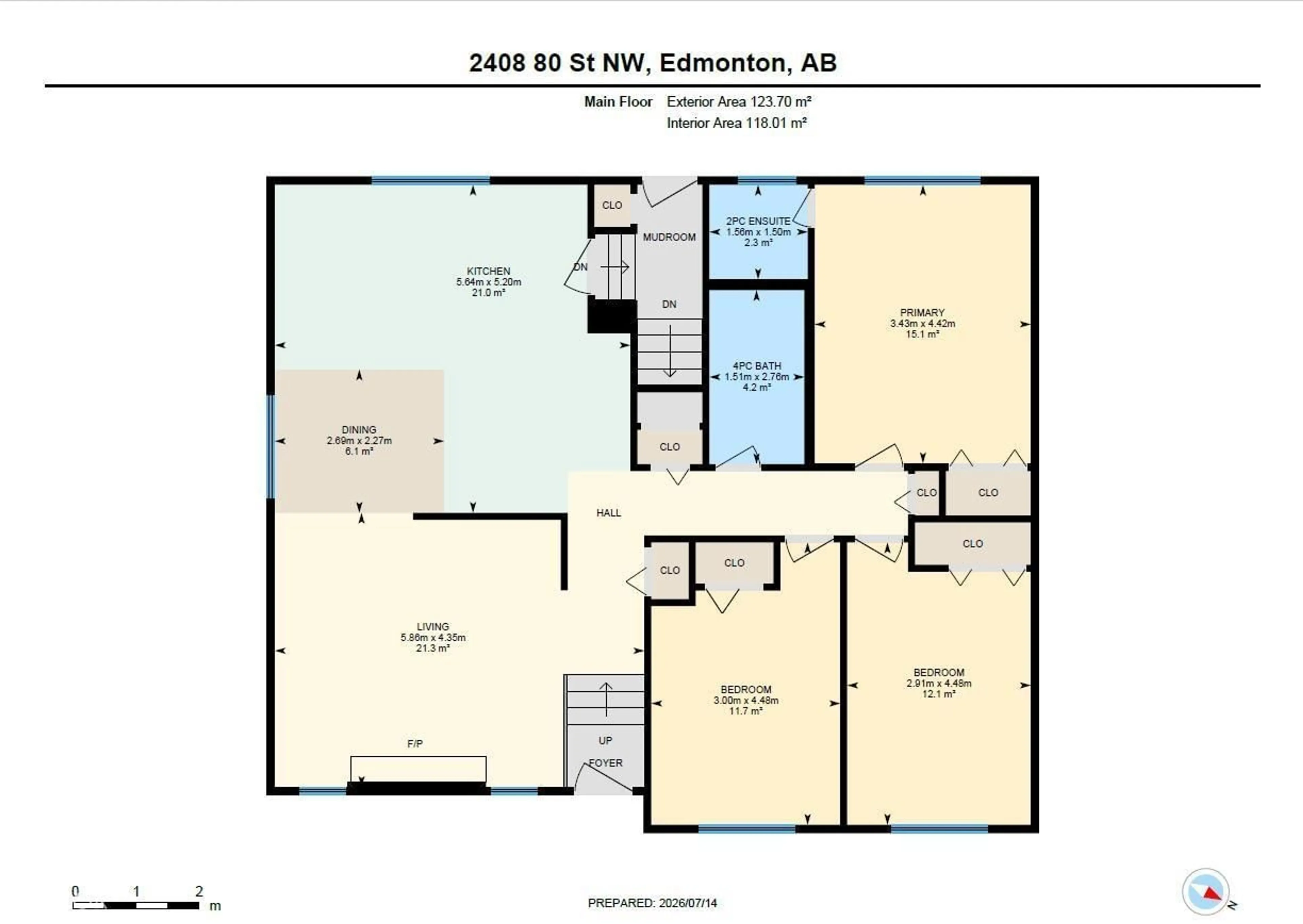 Floor plan for 2408 80 ST, Edmonton Alberta T6K3P6
