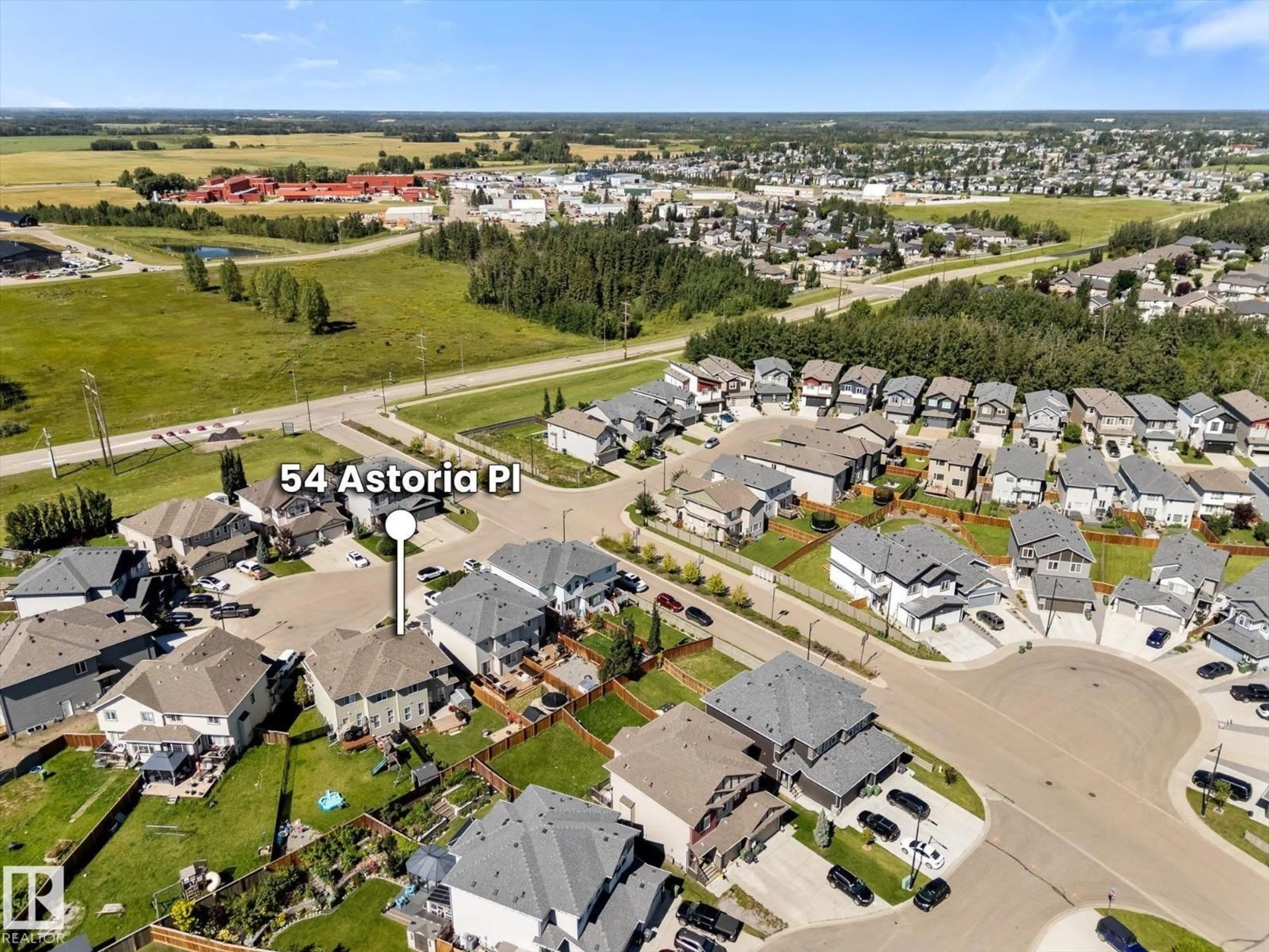 A pic from outside/outdoor area/front of a property/back of a property/a pic from drone, street for 54 ASTORIA PL, Devon Alberta T9G0M3