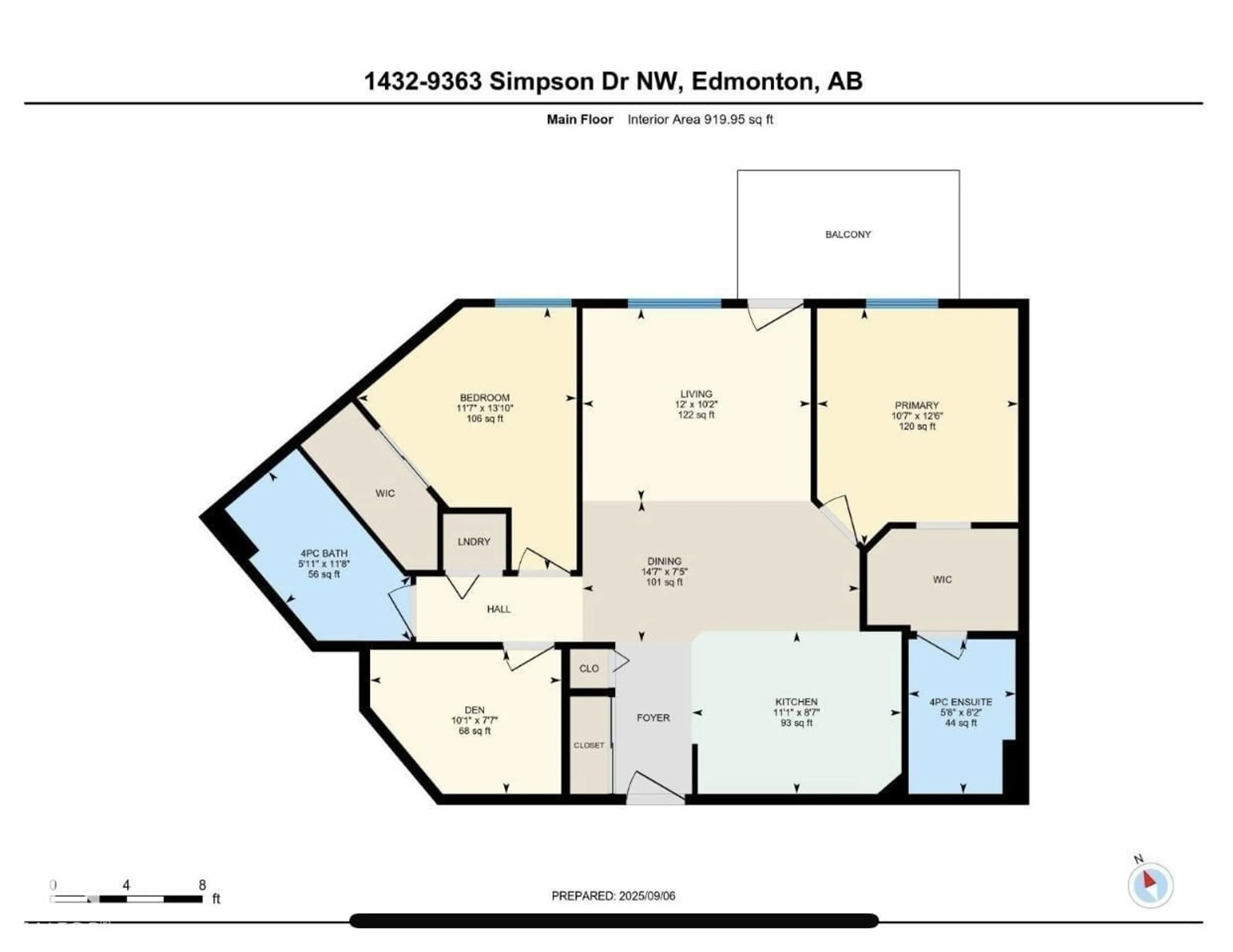 Floor plan for 9363 - 1432 SIMPSON DR, Edmonton Alberta T6R0N2