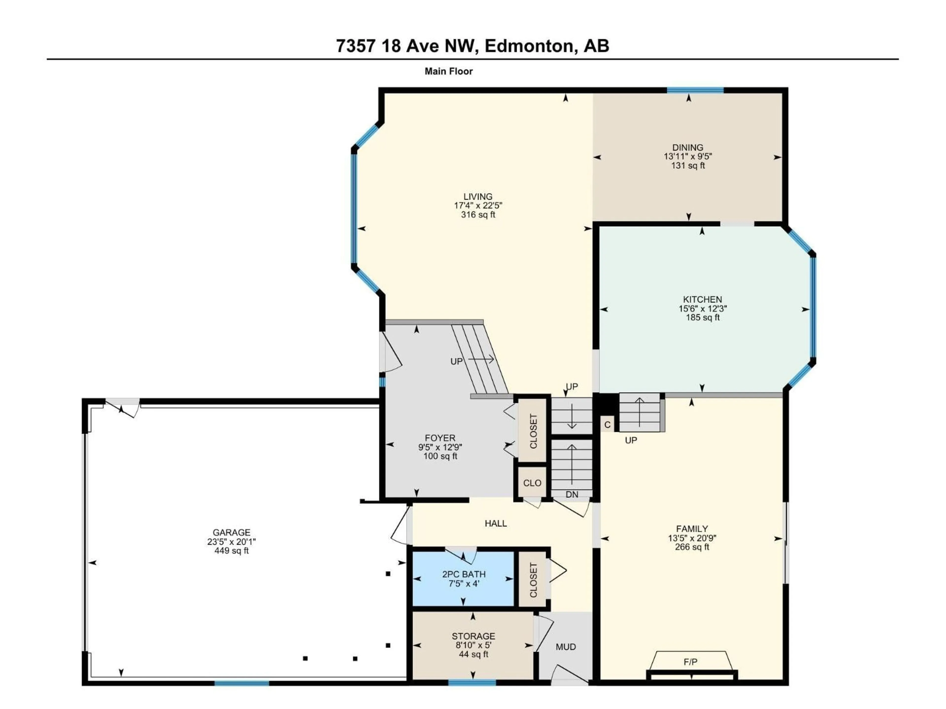 Floor plan for NW - 7357 18 AV, Edmonton Alberta T6K2B5