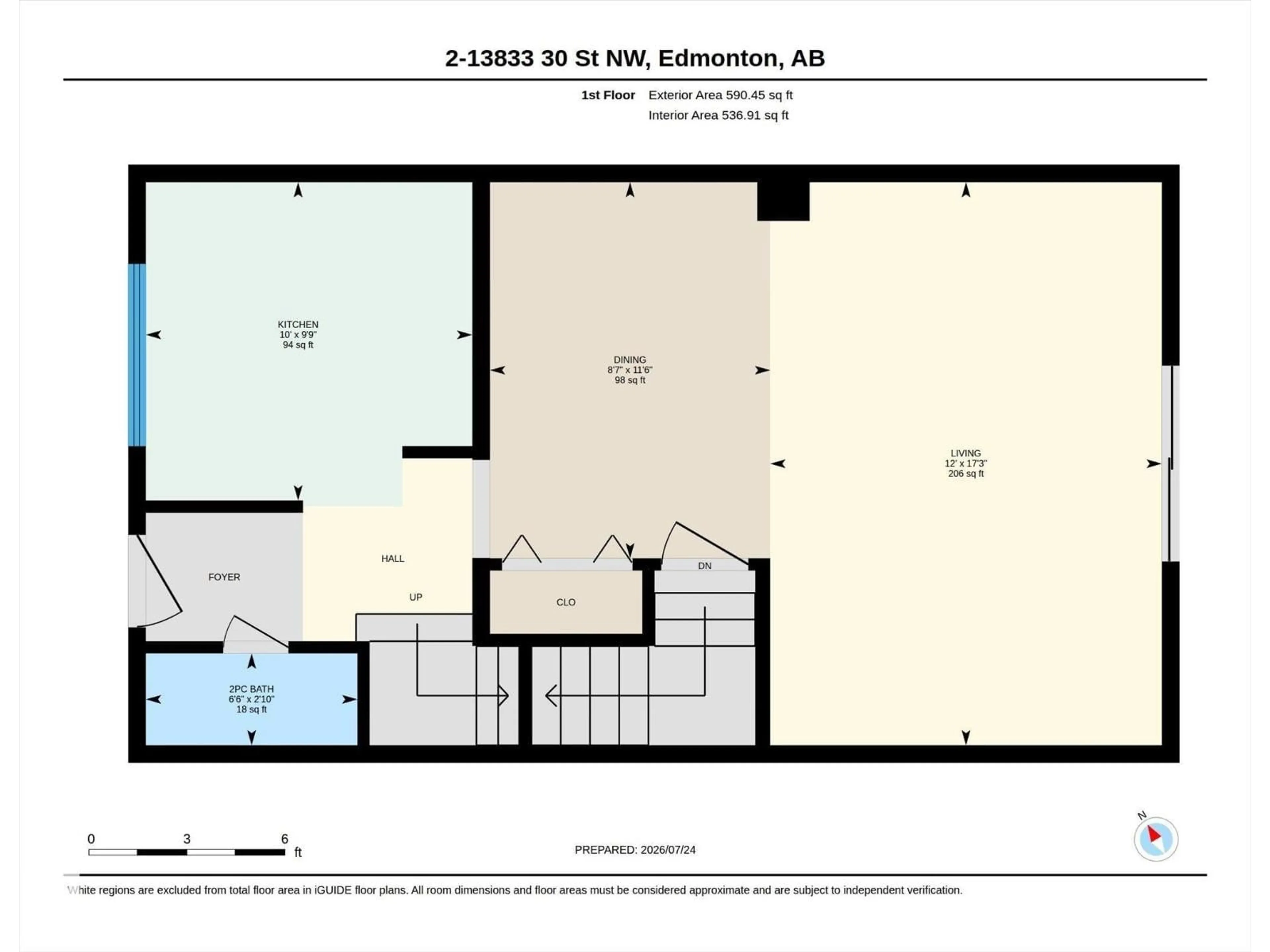 Floor plan for #2 - 13833 30 ST NW, Edmonton Alberta T5Y2B2