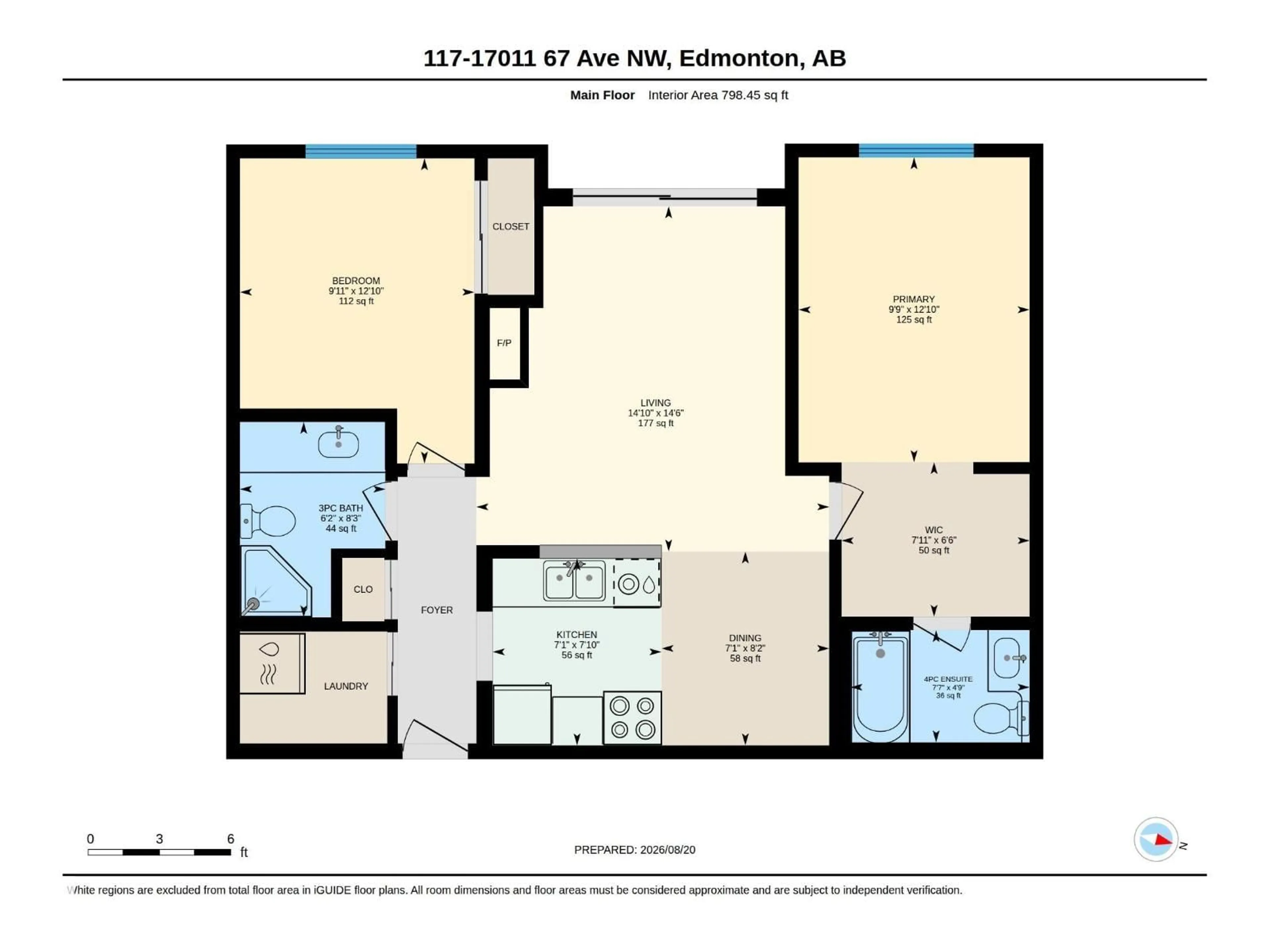 Floor plan for 117 - 17011 67 AV NW, Edmonton Alberta T5T6Y6