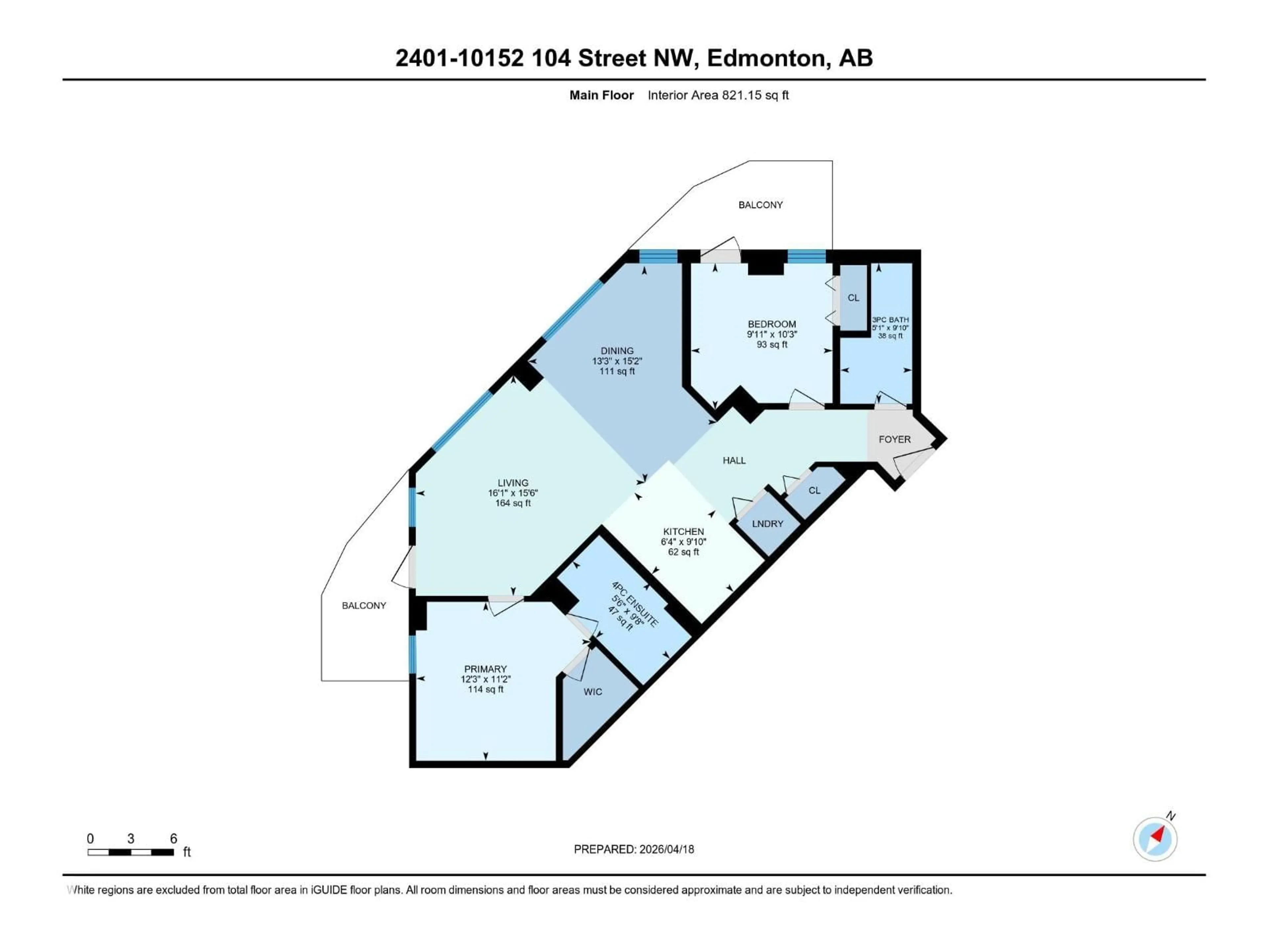 Floor plan for 10152 - 2401 104 ST, Edmonton Alberta T5J0B6