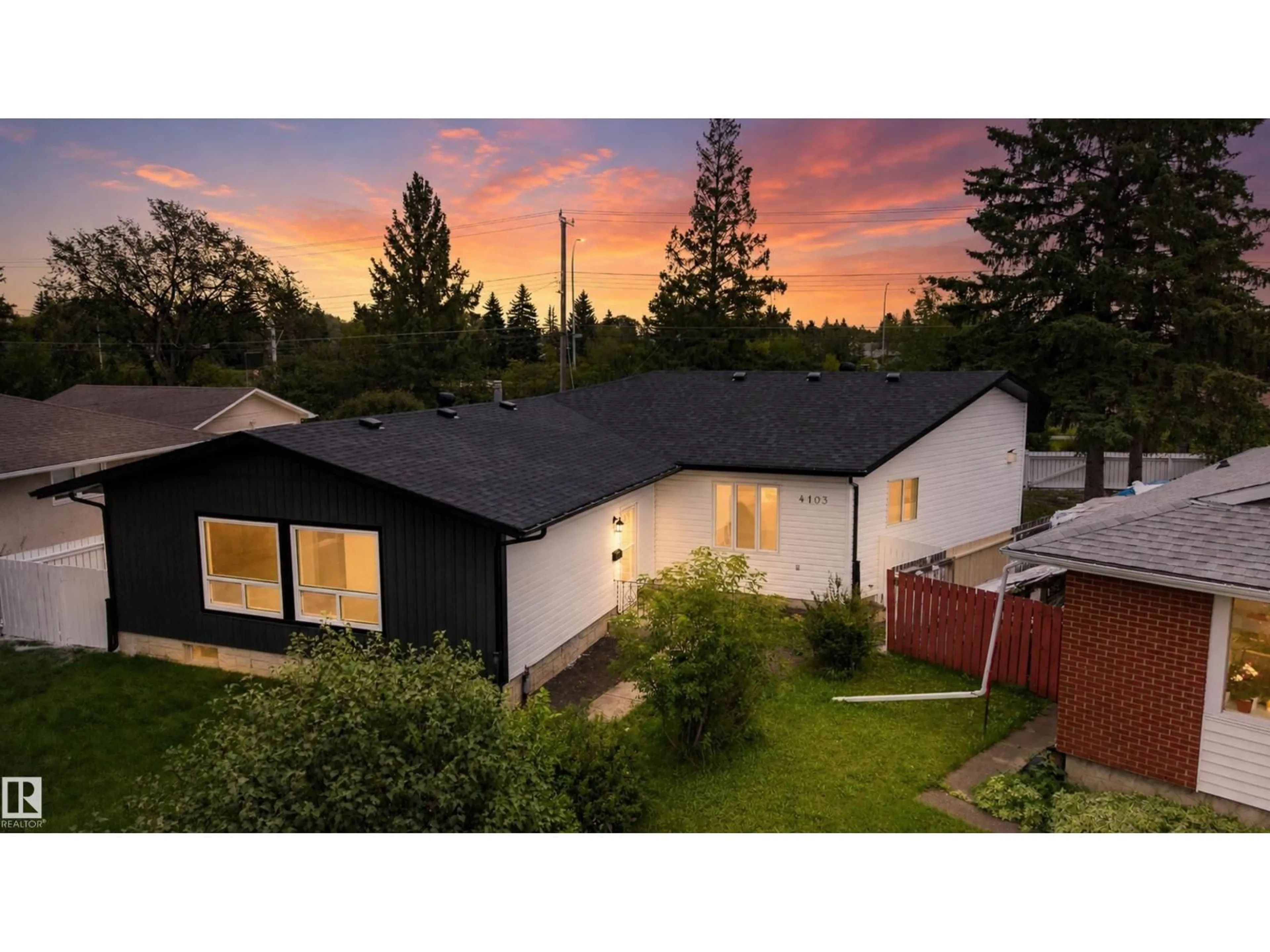 A pic from outside/outdoor area/front of a property/back of a property/a pic from drone, street for NW - 4103 111A ST, Edmonton Alberta T6J1G6