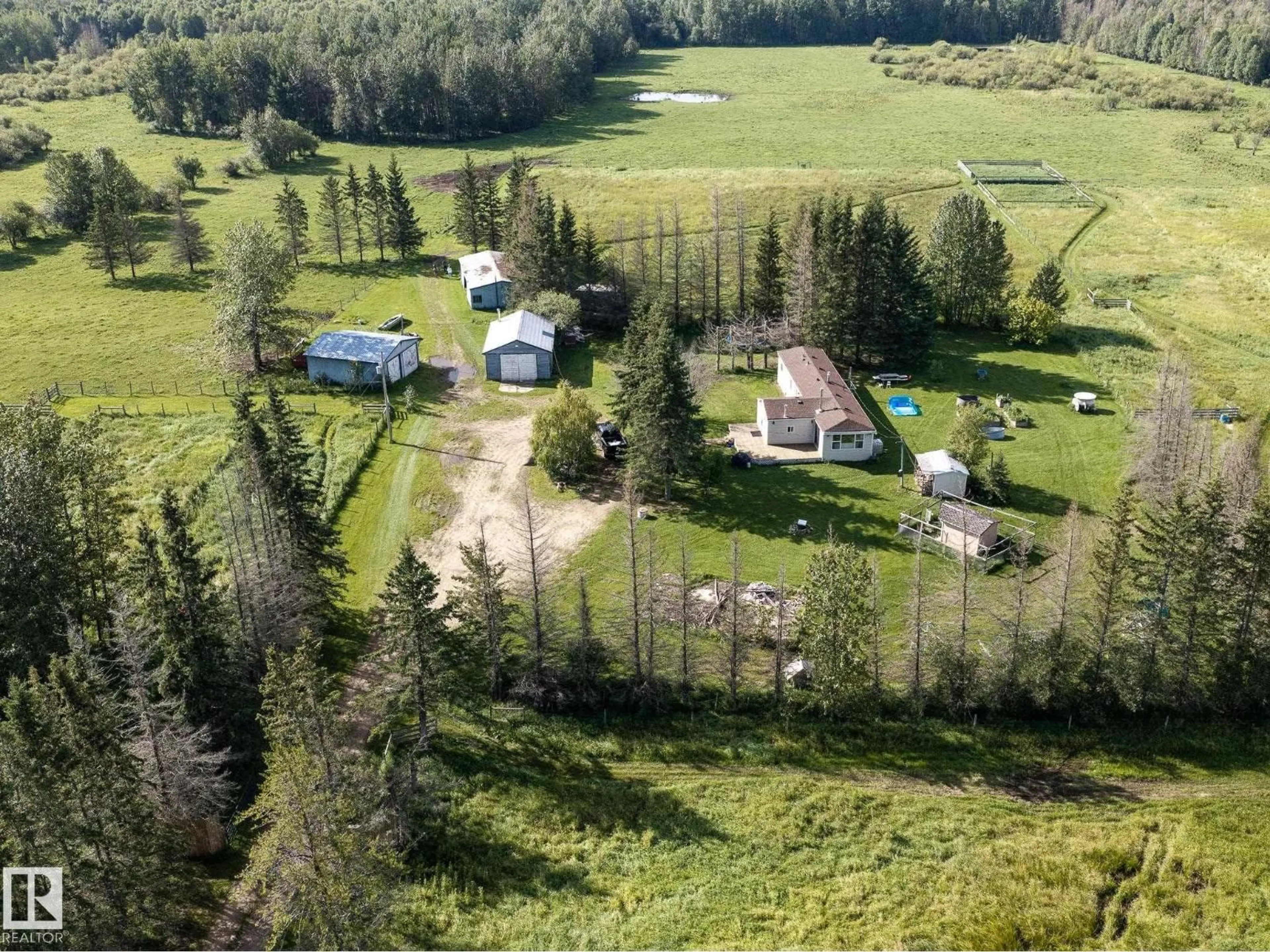 A pic from outside/outdoor area/front of a property/back of a property/a pic from drone, unknown for 214067 HWY 55, Rural Athabasca County Alberta T9S1V7