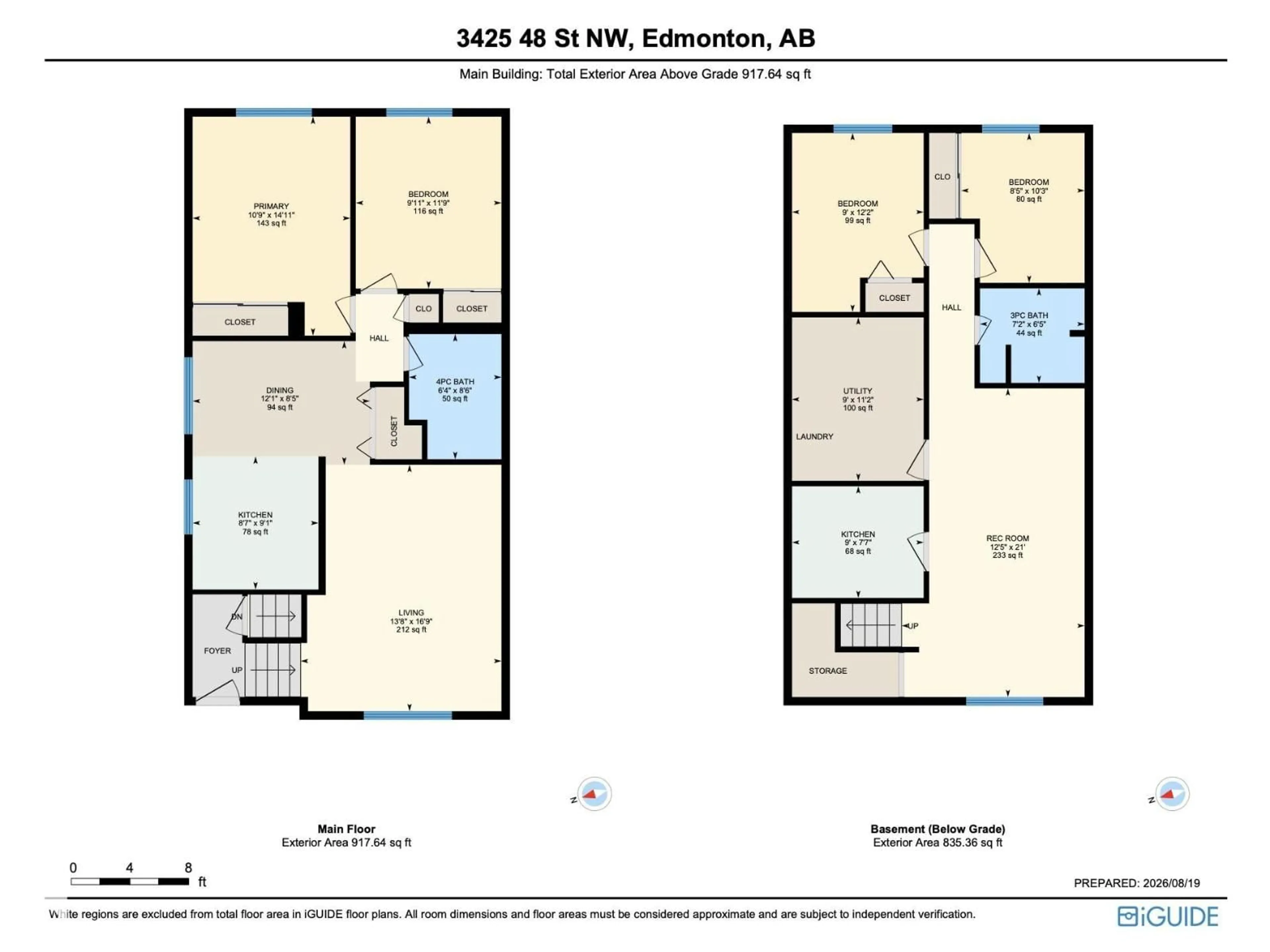 Floor plan for NW - 3425 48 ST, Edmonton Alberta T6L3R2