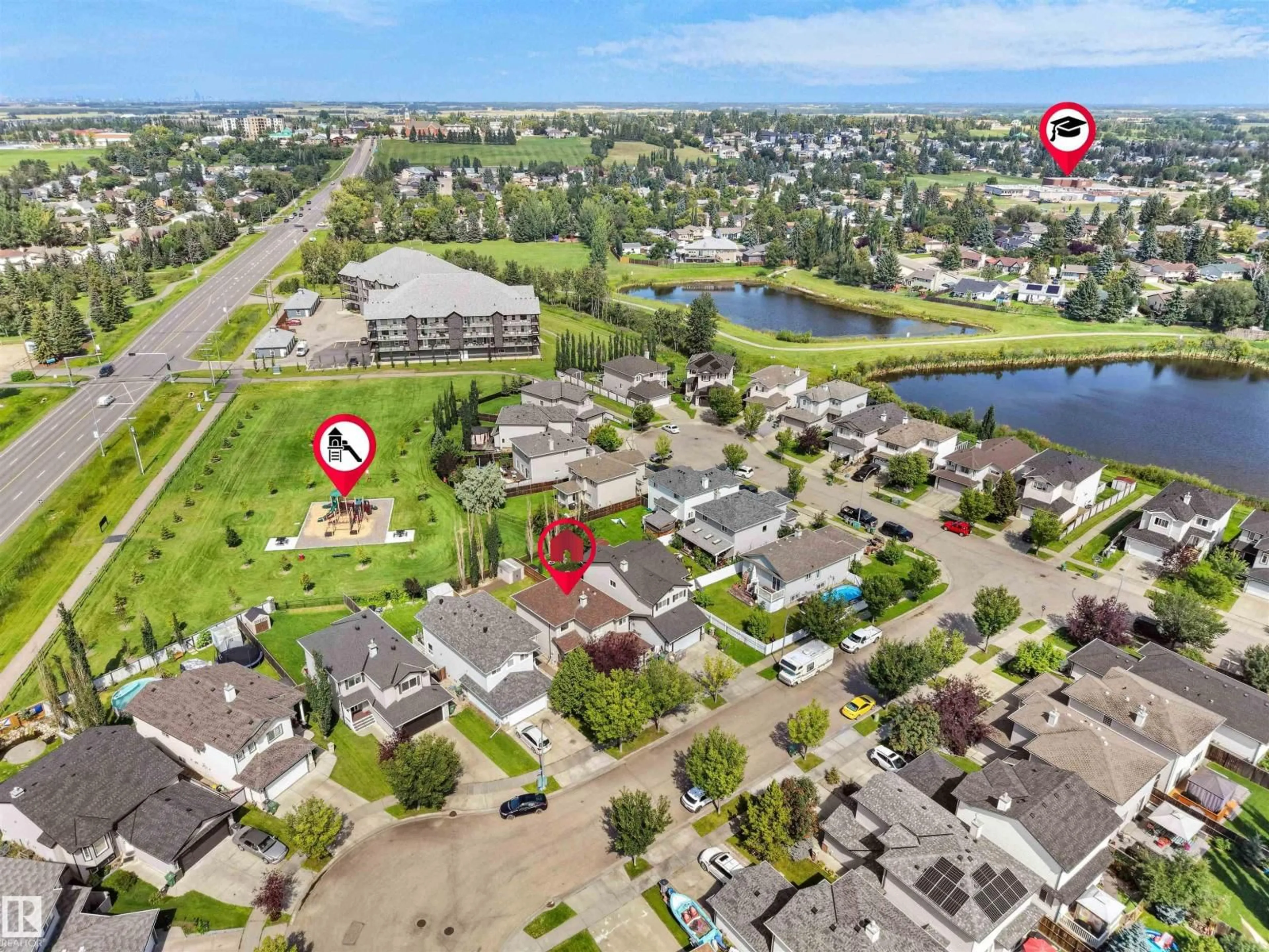 A pic from outside/outdoor area/front of a property/back of a property/a pic from drone, water/lake/river/ocean view for 4808 34, Beaumont Alberta T4X1V2