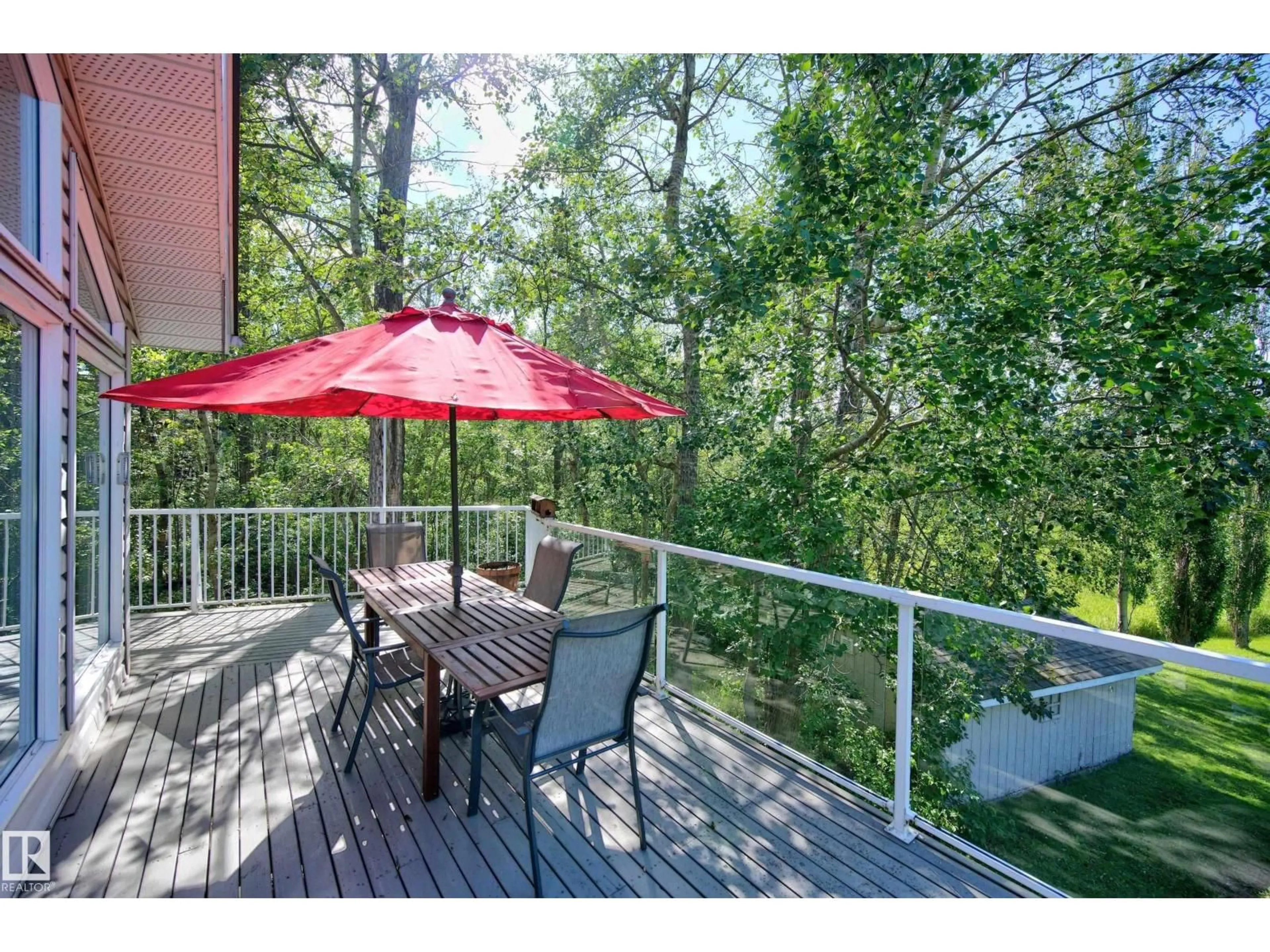 Patio, forest/trees view for 53 - 53 RGE ROAD 204 RGE ROAD, Rural Strathcona County Alberta T8G1E9