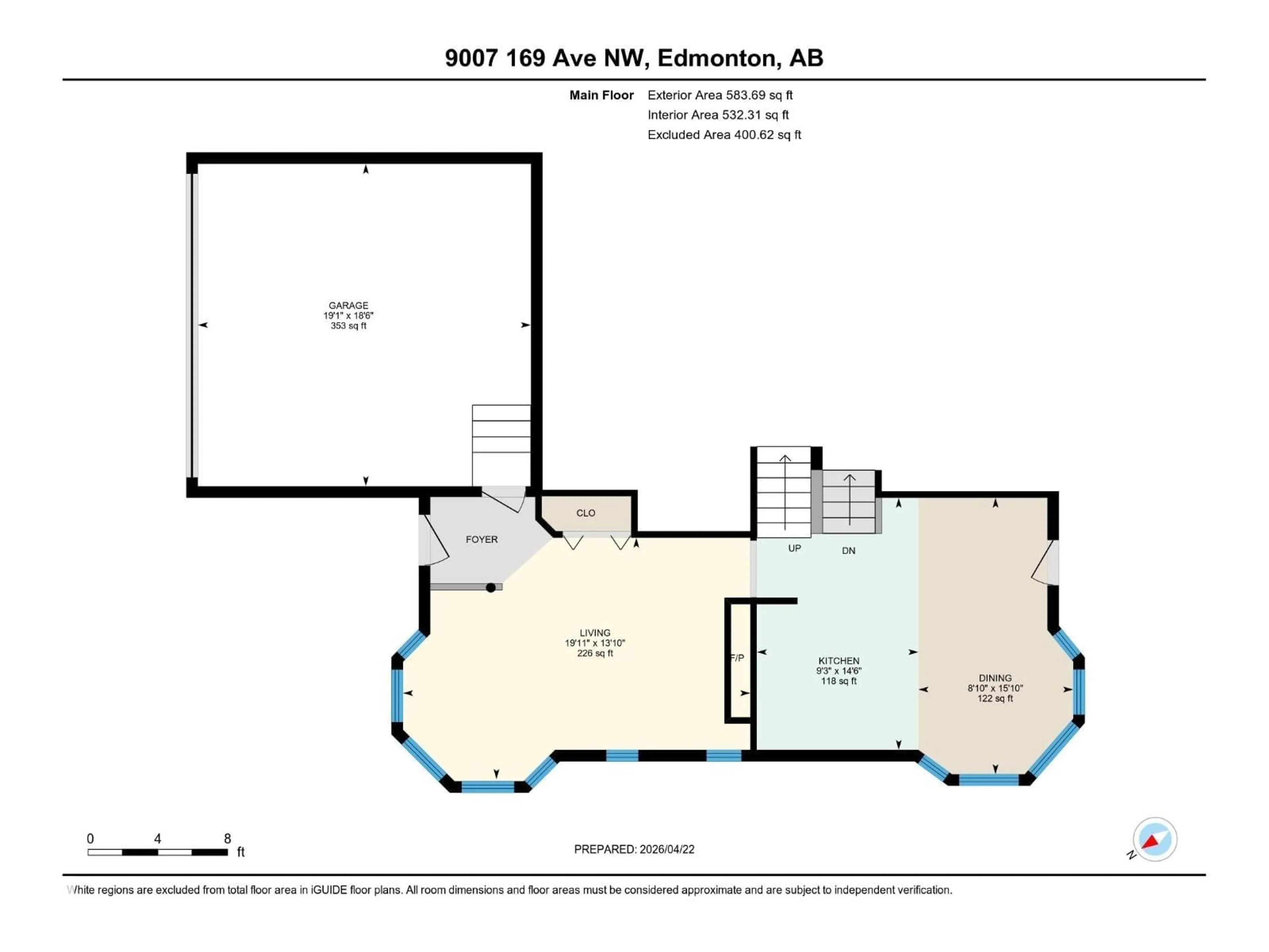 Floor plan for 9007 169 AV, Edmonton Alberta T5Z2X5
