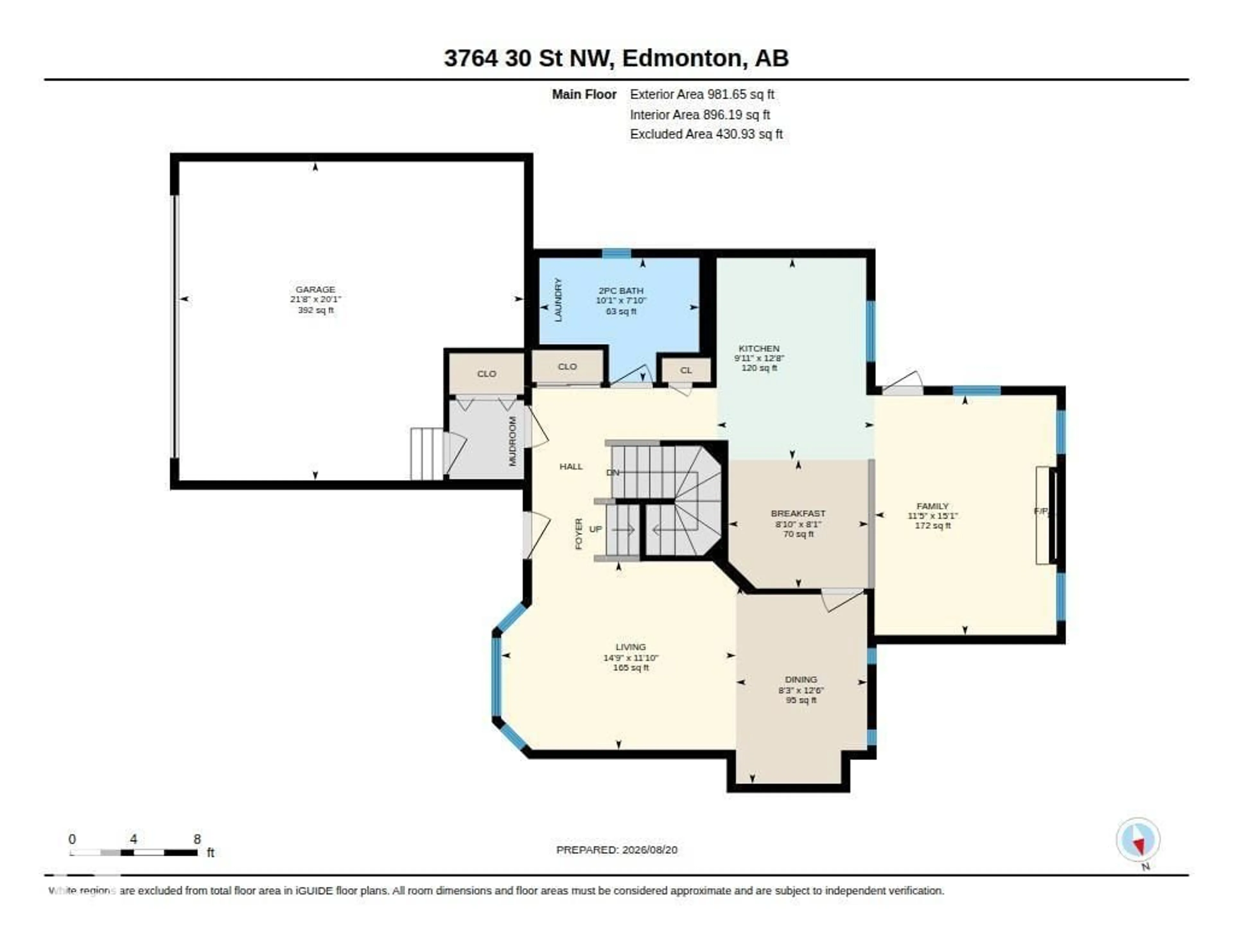 Floor plan for 3764 30 ST, Edmonton Alberta T6T1H6