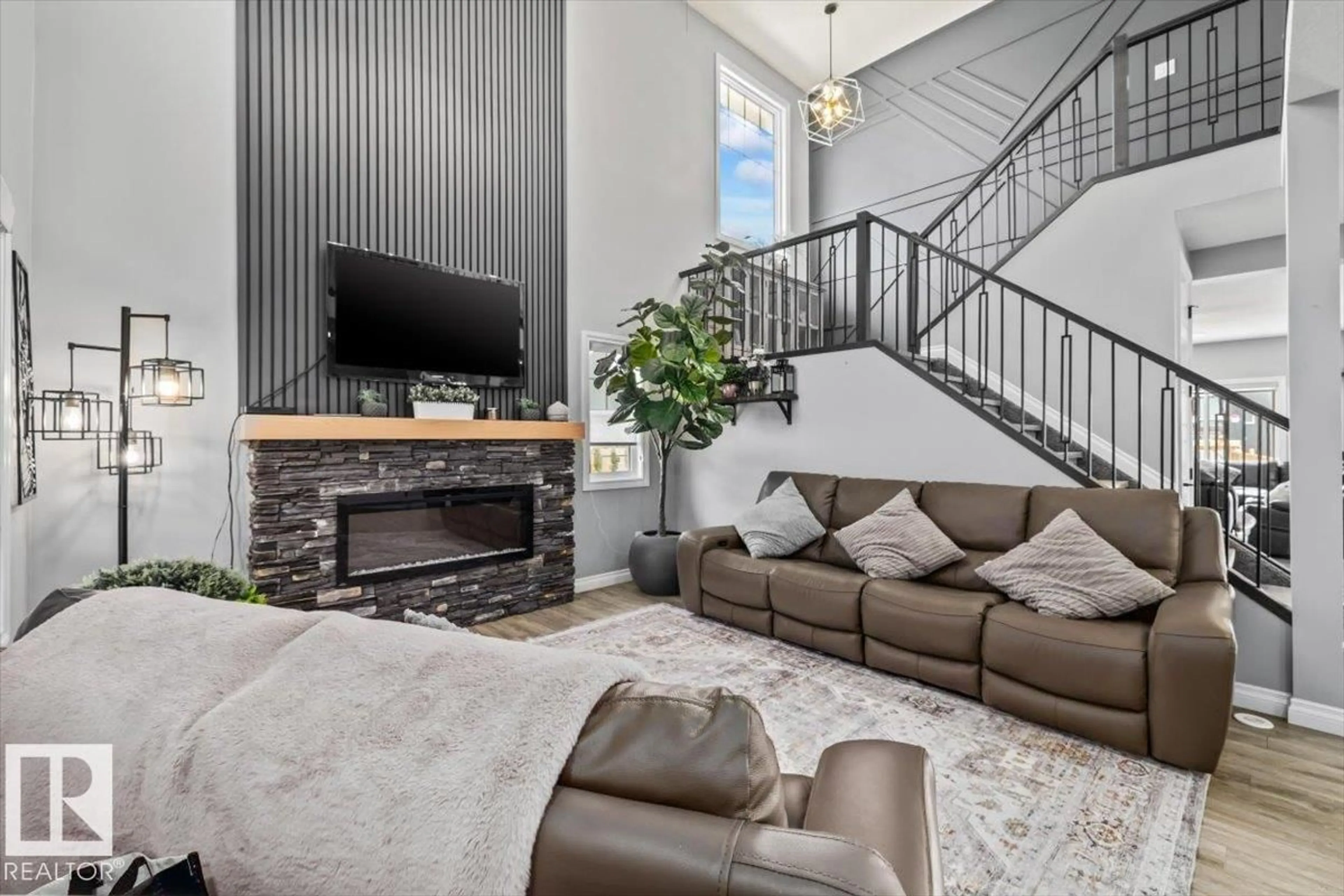 Living room with furniture, unknown for SW - 5203 23A AV, Edmonton Alberta T6X2X3