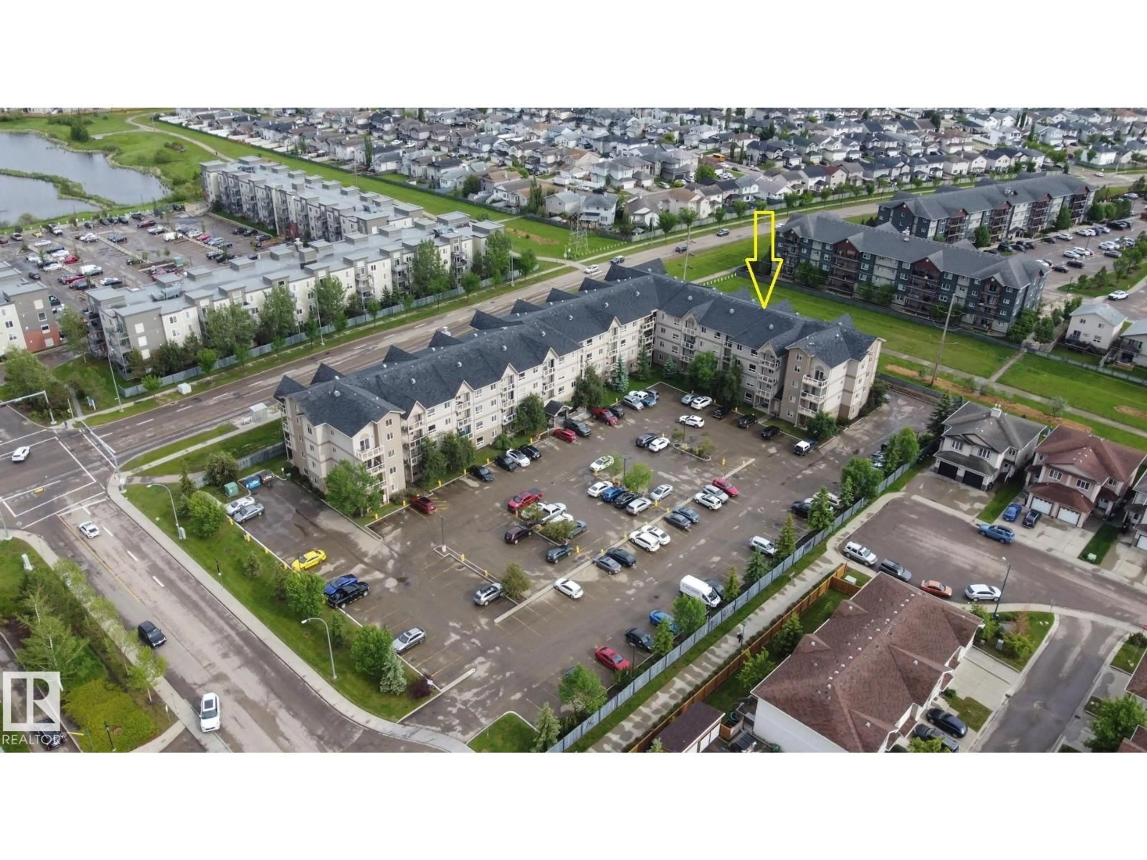 A pic from outside/outdoor area/front of a property/back of a property/a pic from drone, street for 316 - 5005 165 AV, Edmonton Alberta T5Y0L8