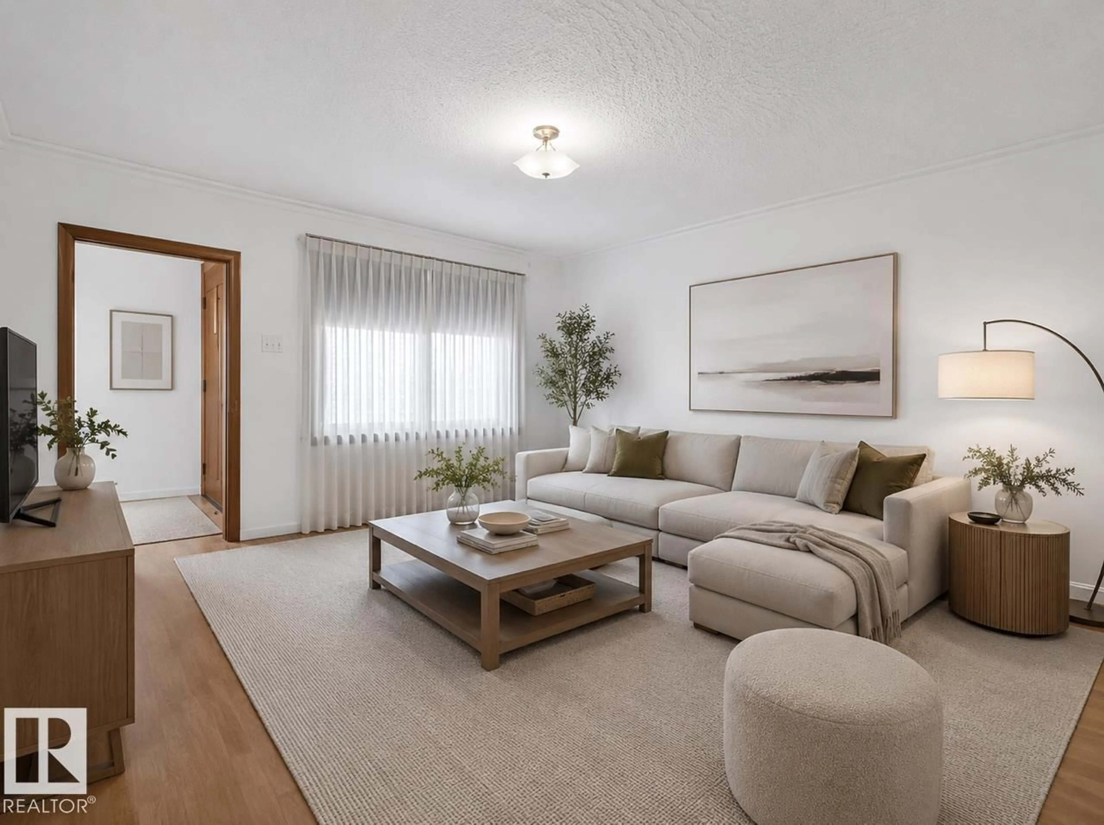 Living room with furniture, unknown for 8326 81 AV, Edmonton Alberta T6C0W2