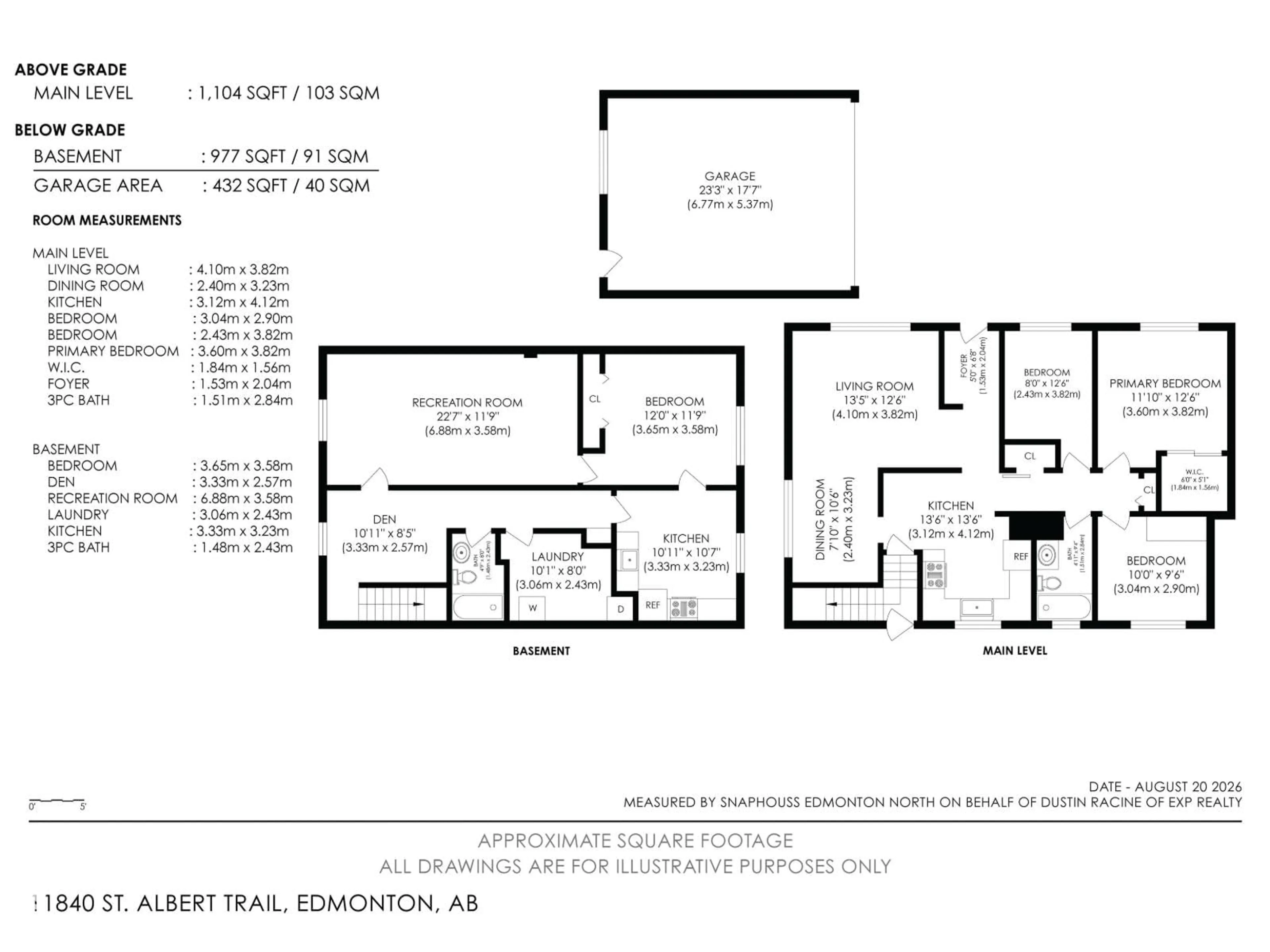 Floor plan for 11840 ST ALBERT TR, Edmonton Alberta T5L4G4