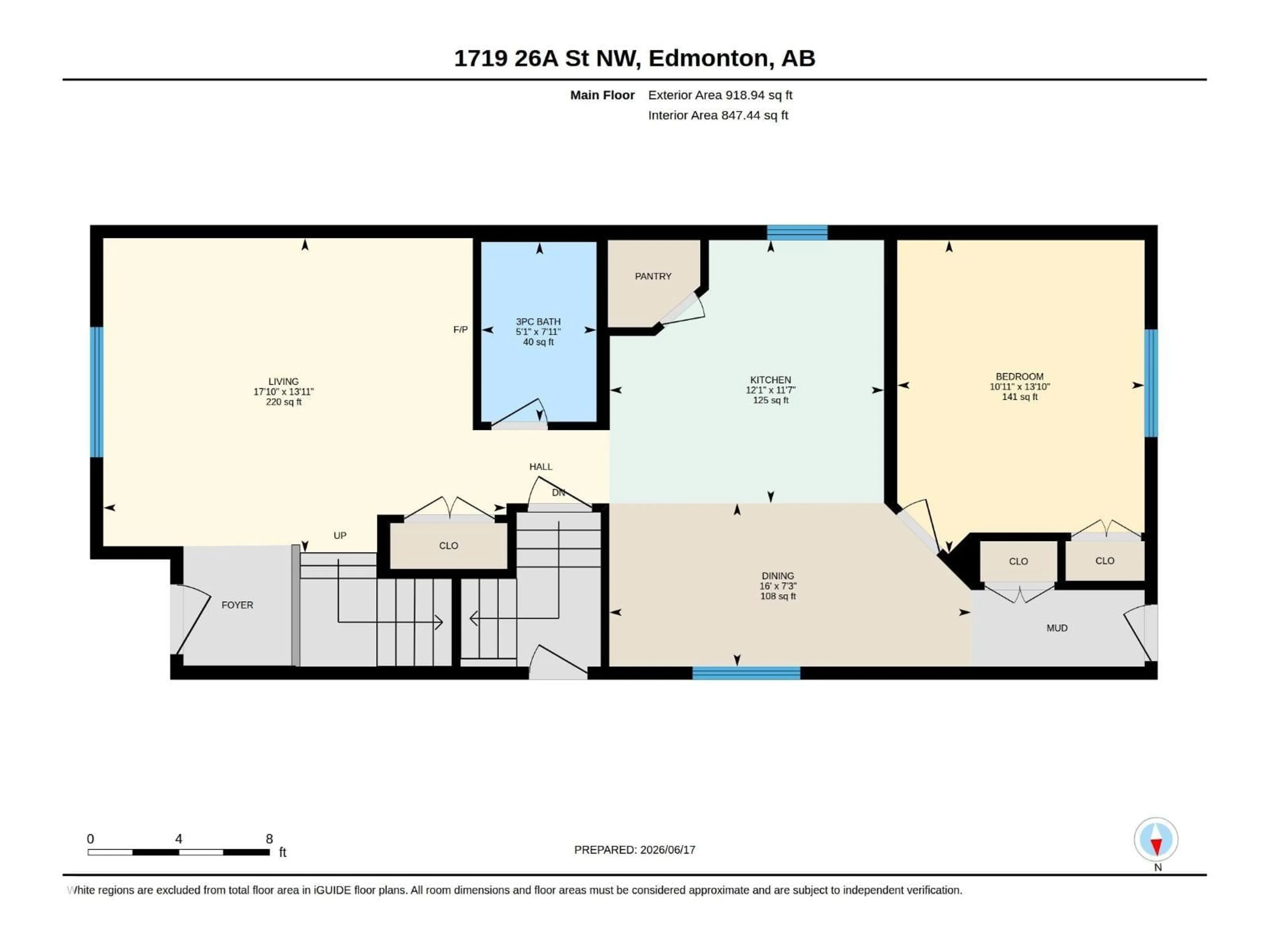 Floor plan for NW - 1719 26A ST, Edmonton Alberta T6T2H9