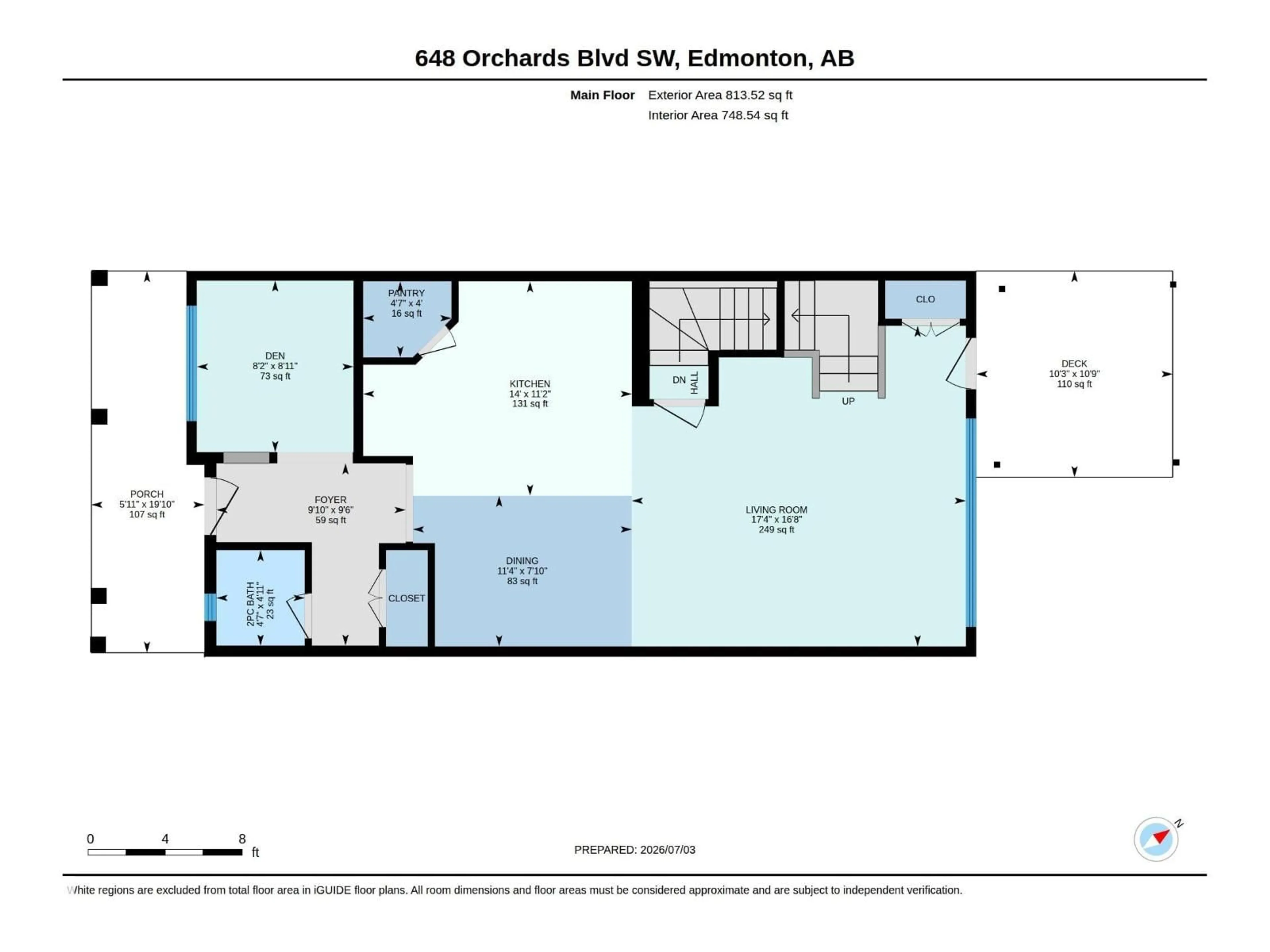 Floor plan for 648 ORCHARDS BV, Edmonton Alberta T6X2L4