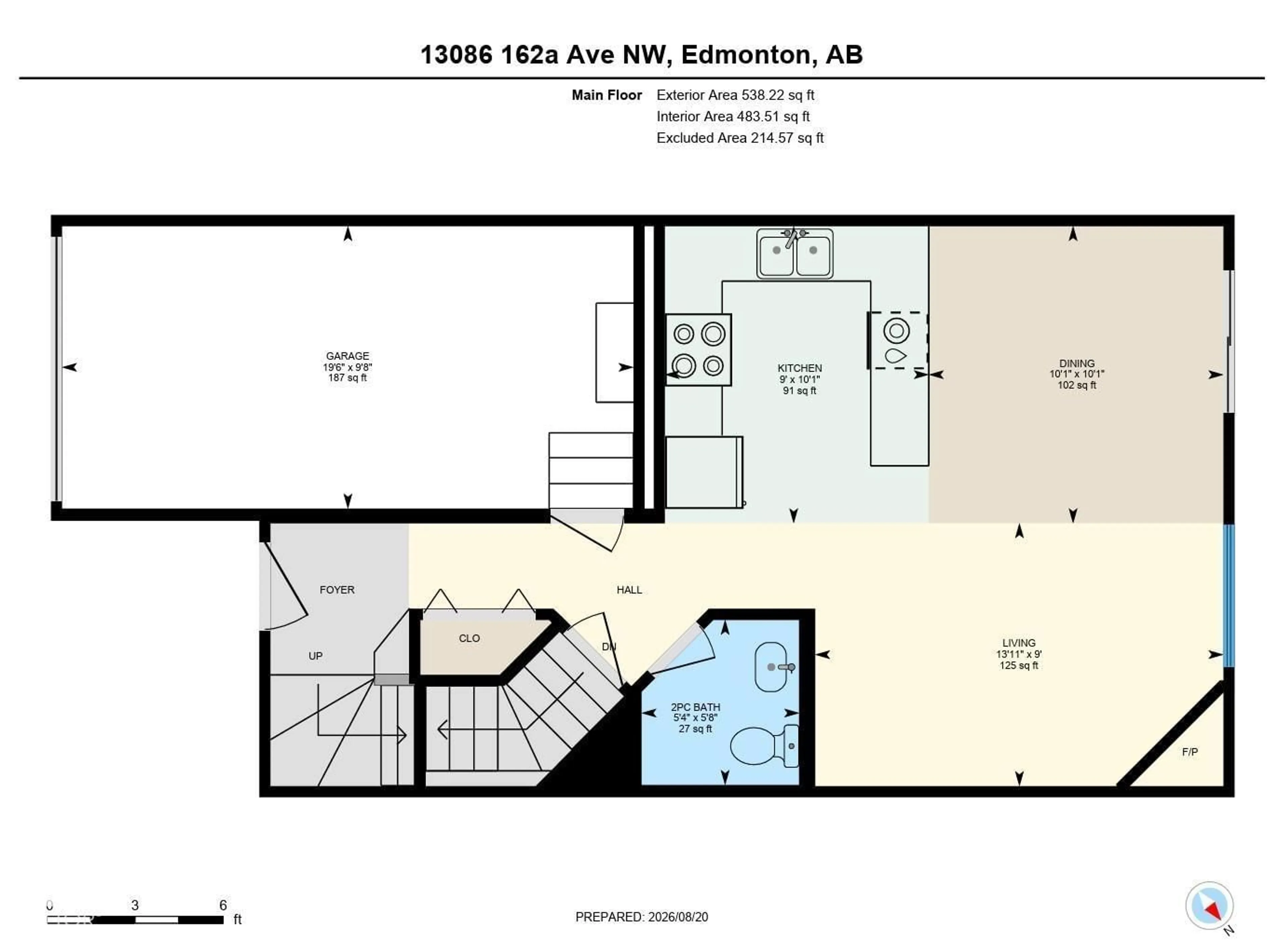 Floor plan for 13086 162A AV, Edmonton Alberta T6V1W1