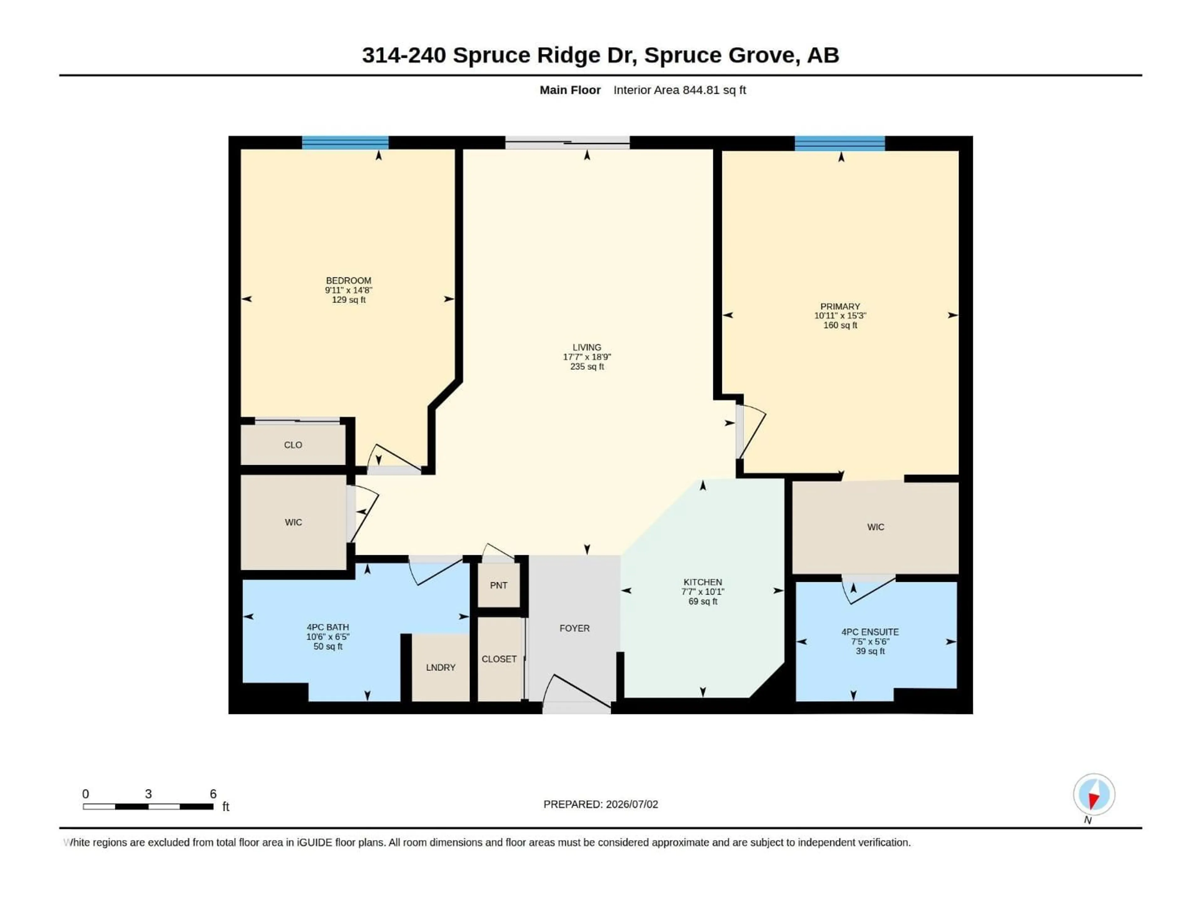Floor plan for #314 - 240 SPRUCE RIDGE RD, Spruce Grove Alberta T7X0G5