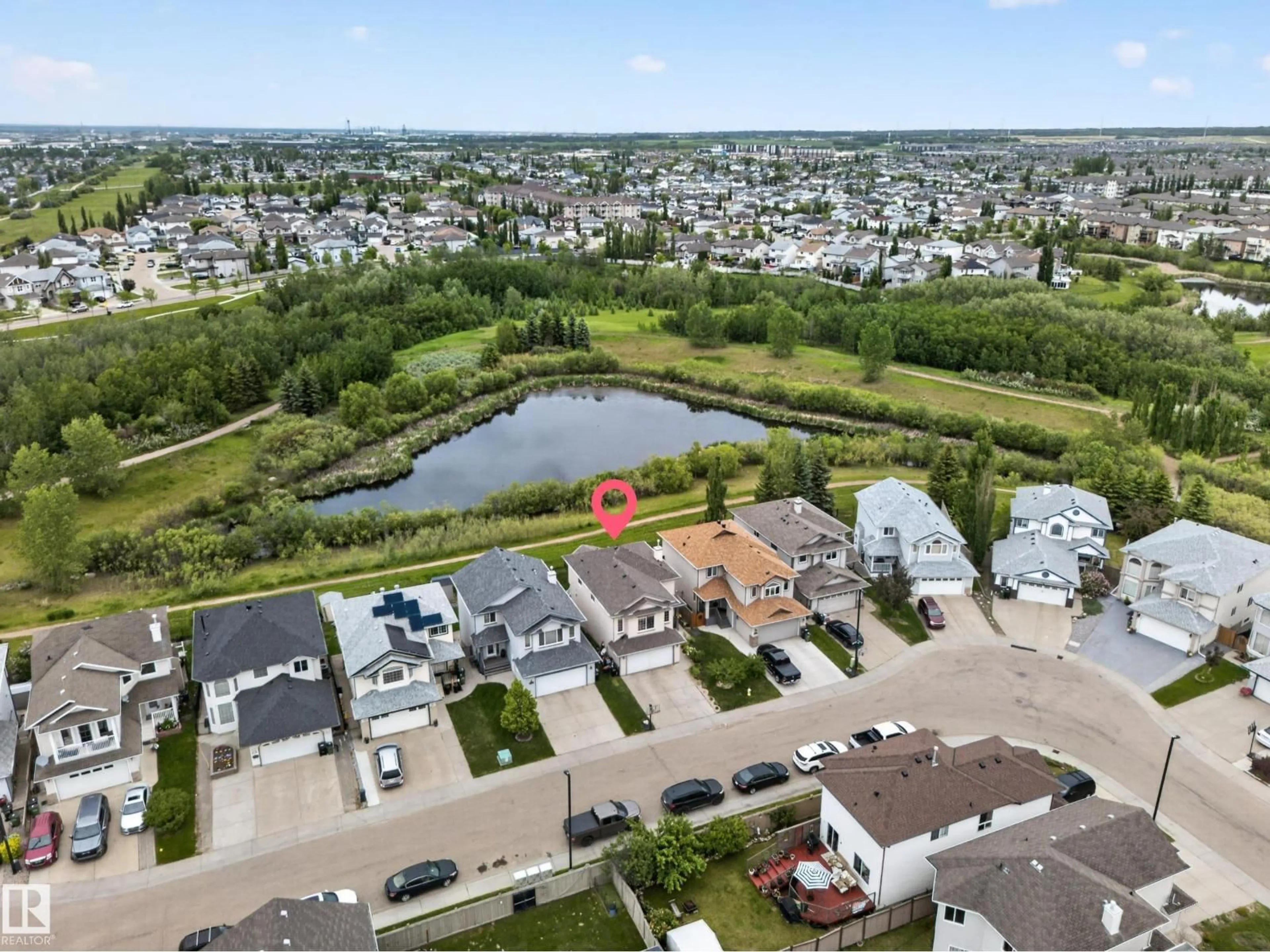 A pic from outside/outdoor area/front of a property/back of a property/a pic from drone, water/lake/river/ocean view for NW - 2518 33A AV, Edmonton Alberta T6T1Z4