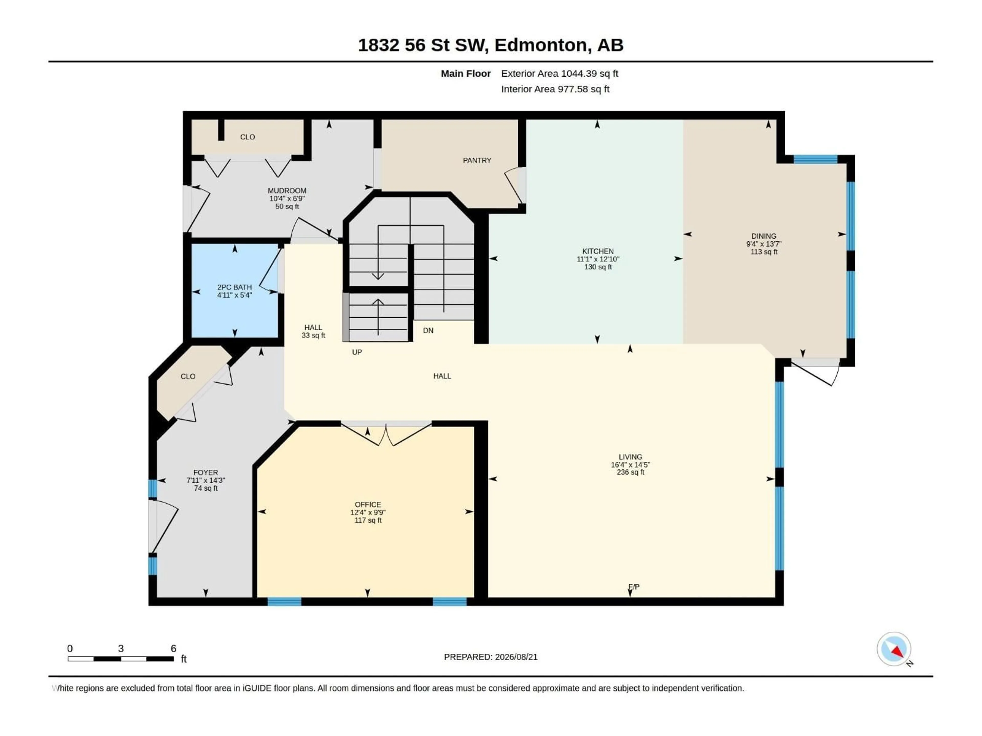 Floor plan for SW - 1832 56 ST, Edmonton Alberta T6X1T6