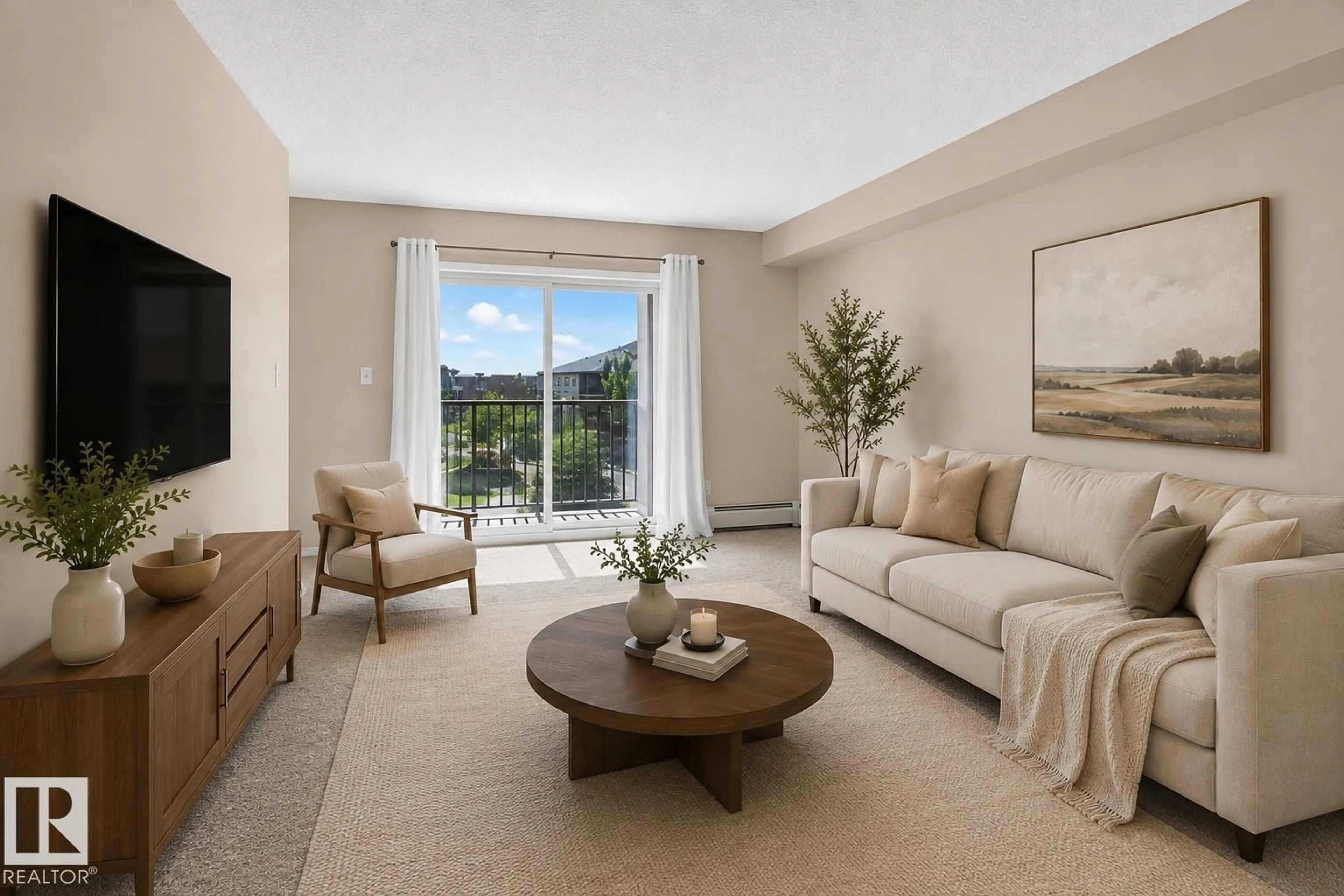 Living room with furniture, unknown for #417 - 12045 22 AV, Edmonton Alberta T6W2Y2