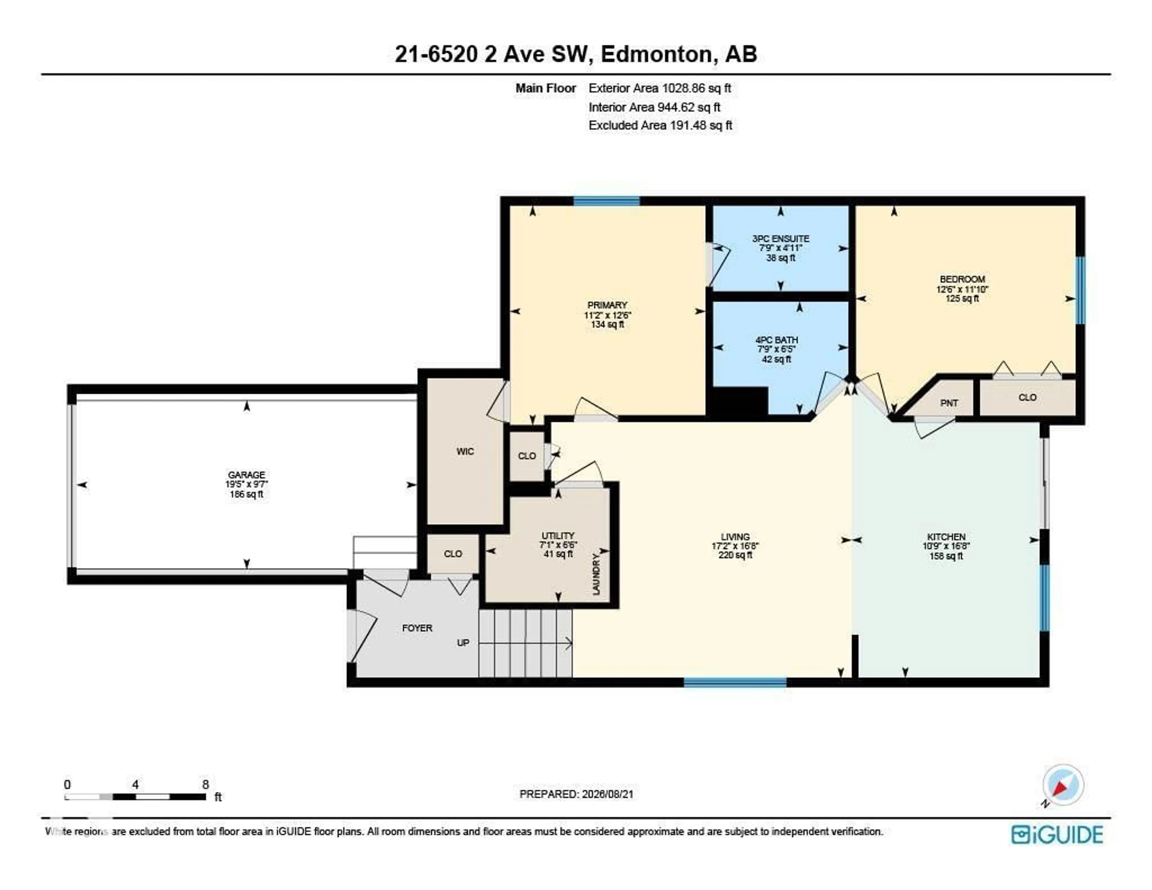 Floor plan for 21 - 6520 2 AV SW, Edmonton Alberta T6X1S4