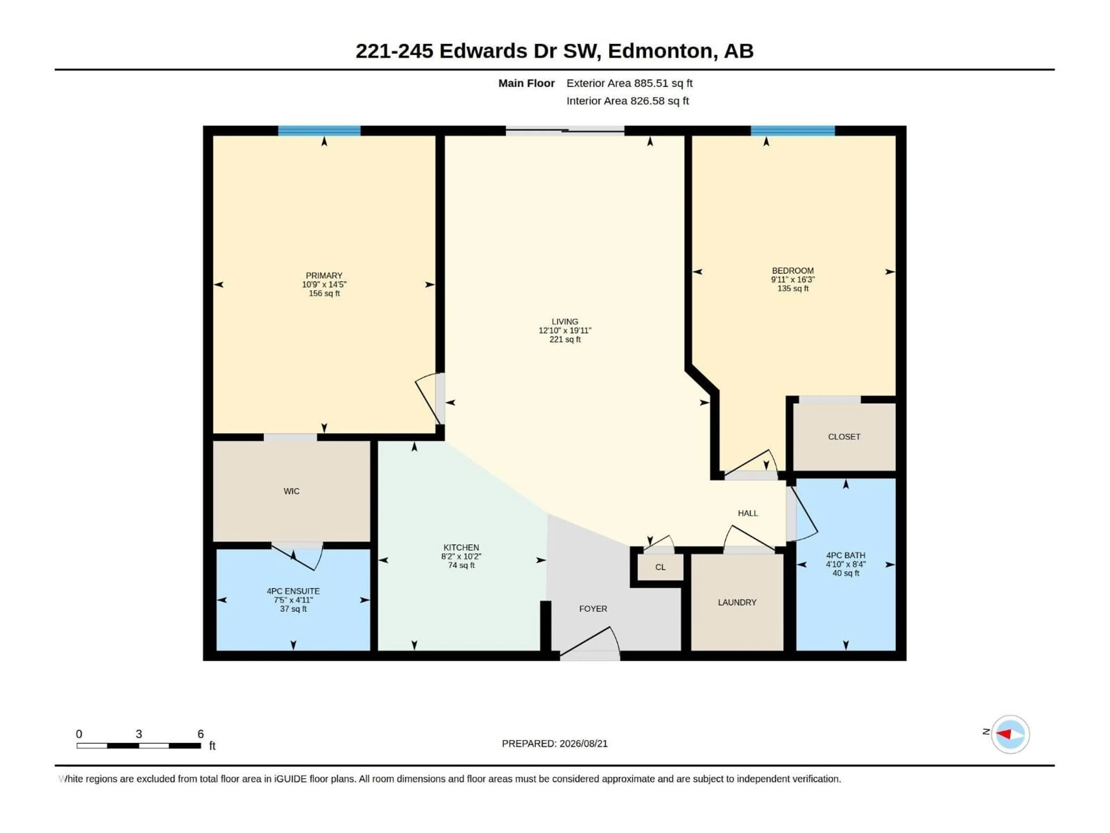 Floor plan for #221 - 221 EDWARDS DR, Edmonton Alberta T6X1J9