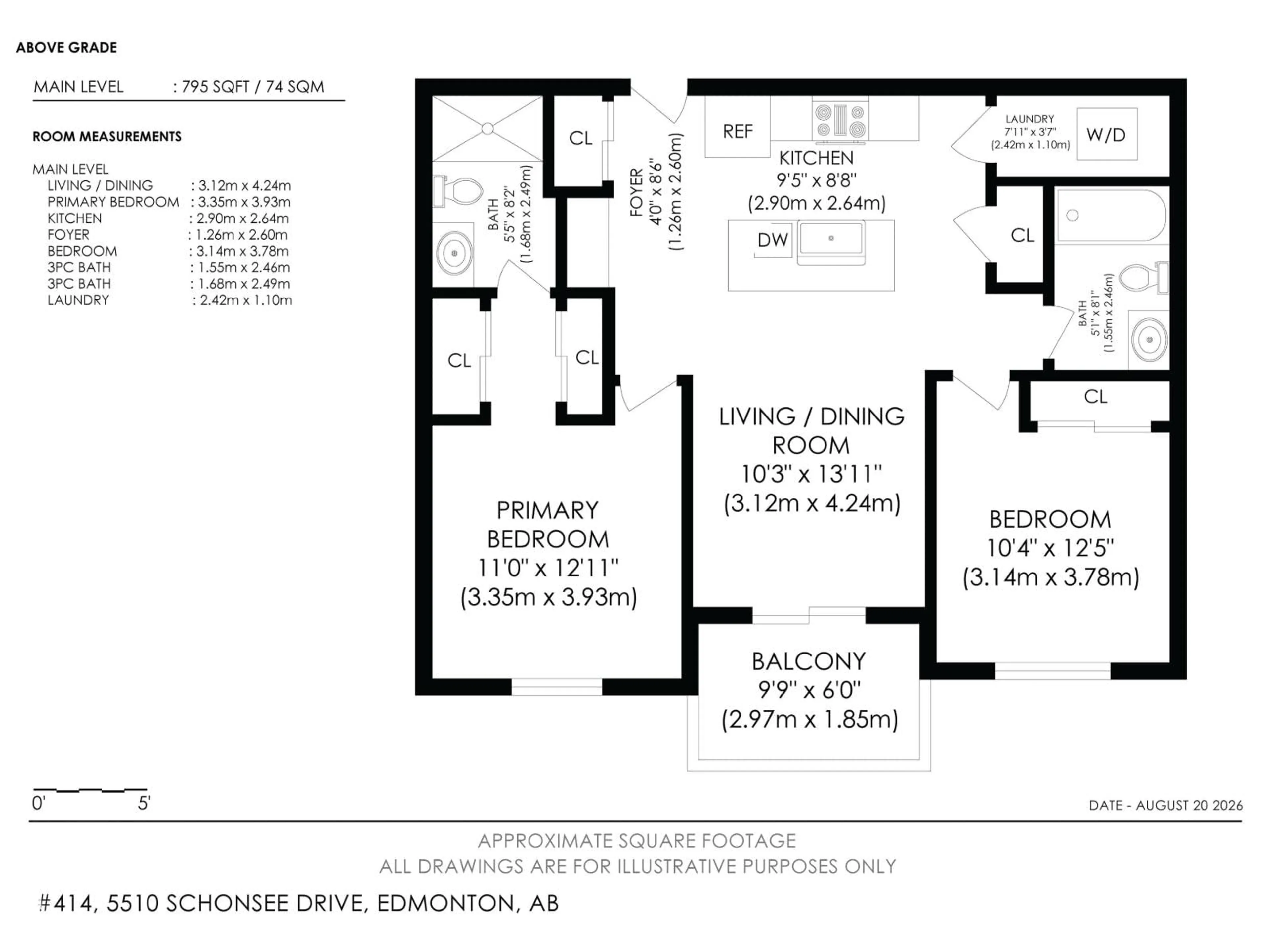Floor plan for #414 - 5510 SCHONSEE DR, Edmonton Alberta T5Z0N9