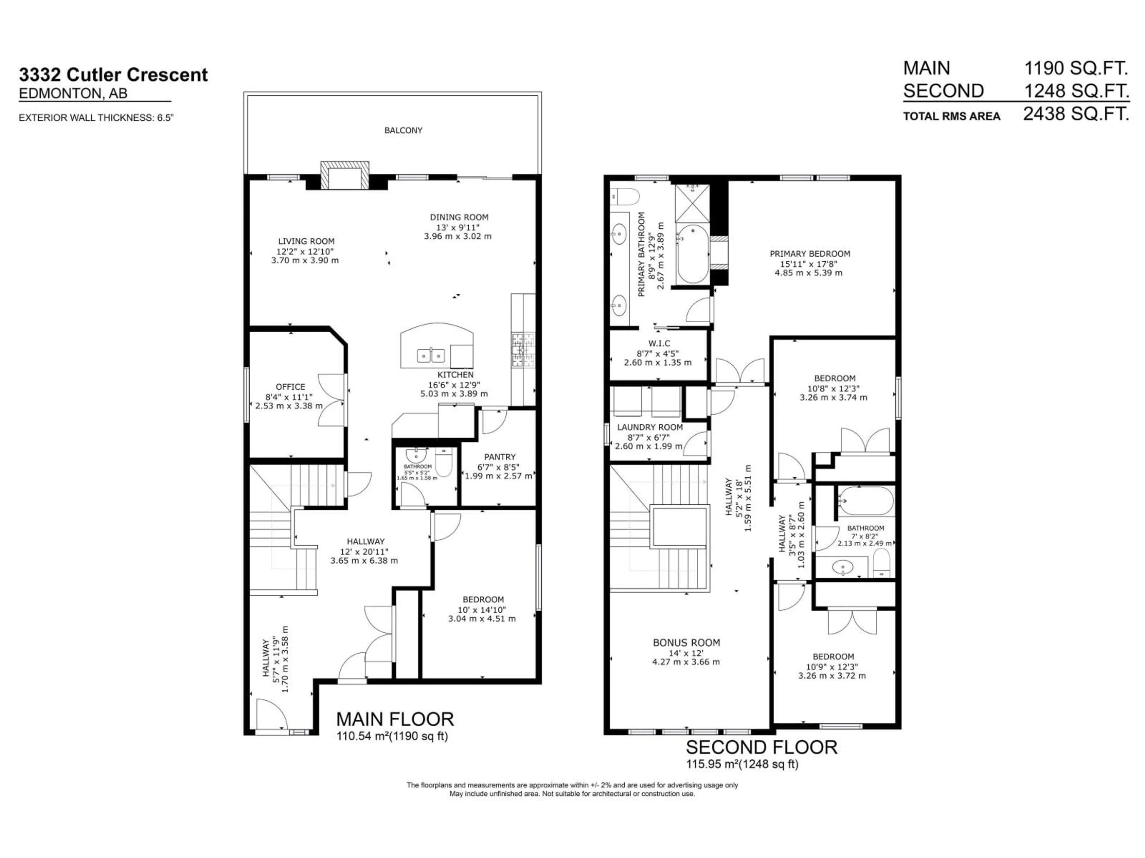 Floor plan for 3332 CUTLER CR, Edmonton Alberta T6W2N4