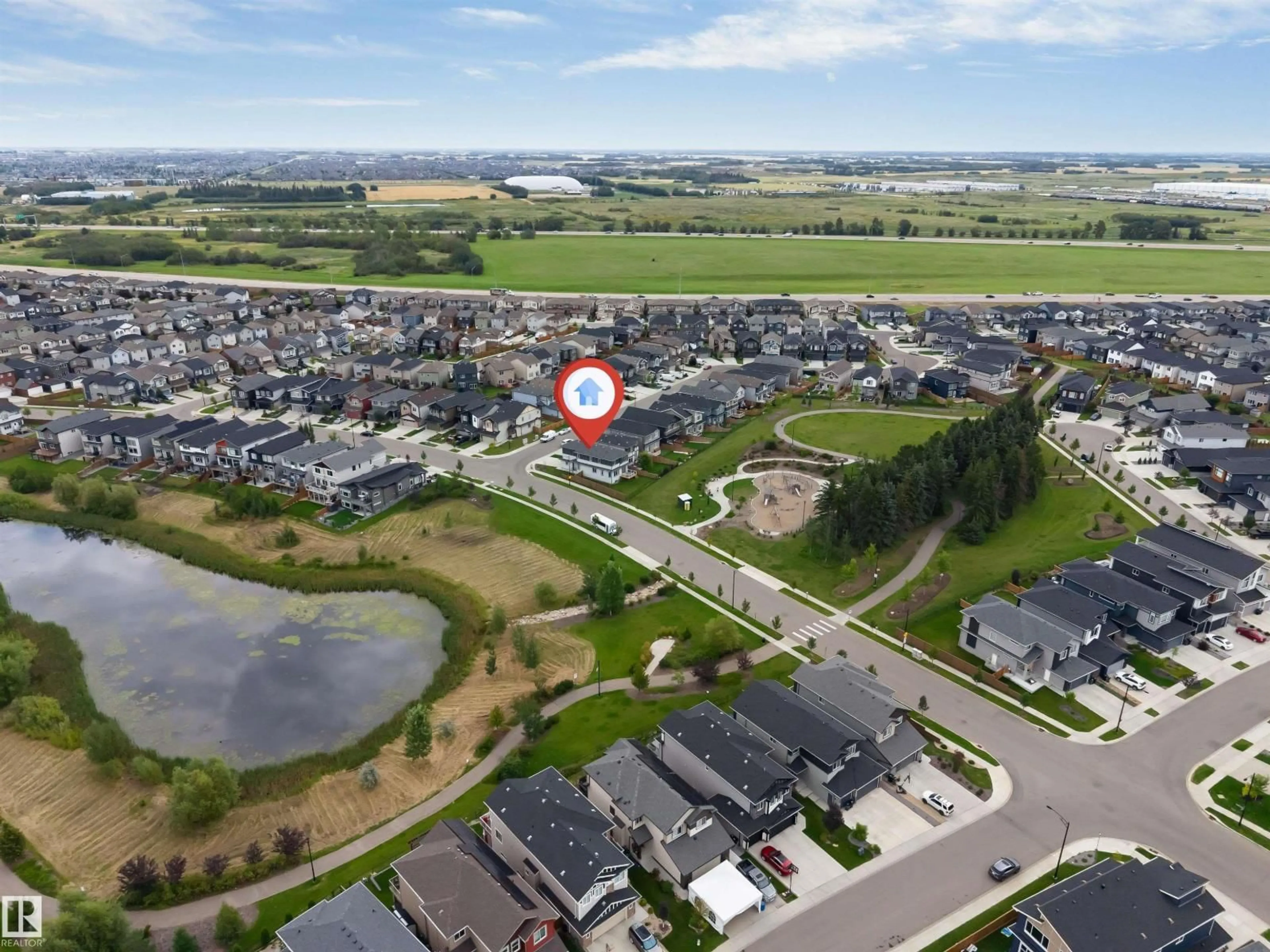 A pic from outside/outdoor area/front of a property/back of a property/a pic from drone, water/lake/river/ocean view for 3404 CHECKNITA TC, Edmonton Alberta T6W4H6