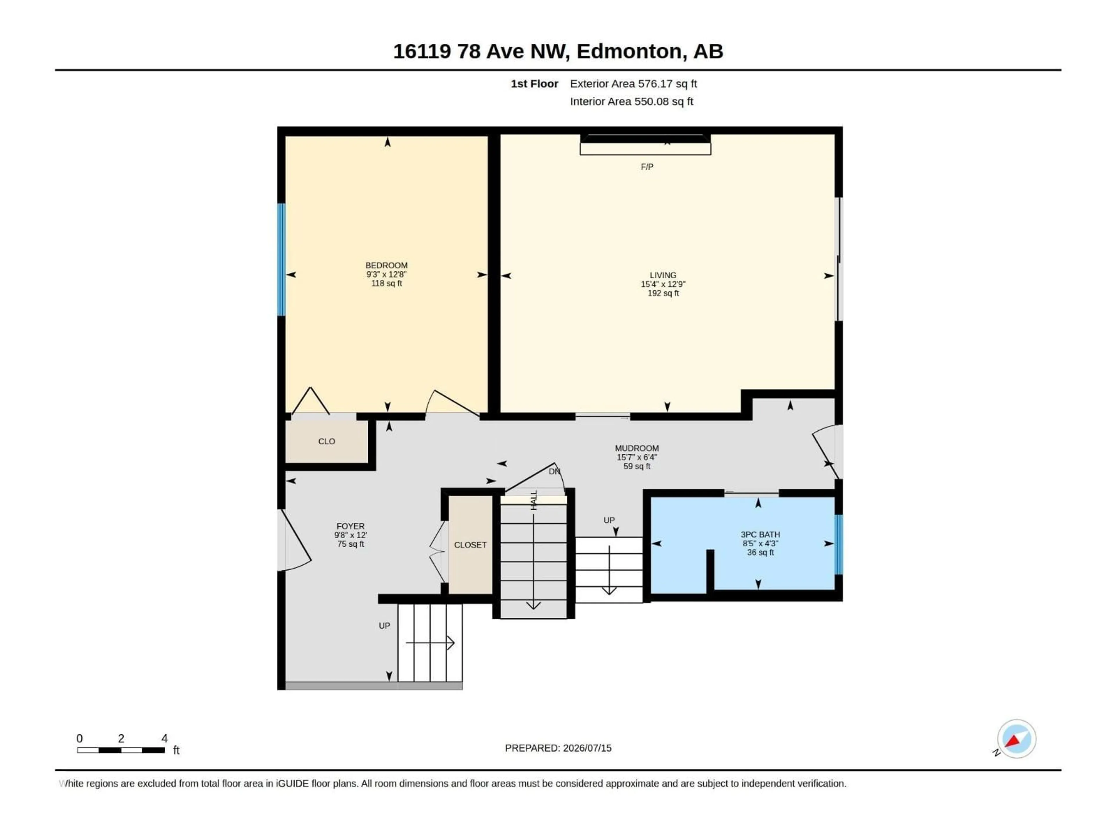 Floor plan for 16119 78 AV, Edmonton Alberta T5R3E5