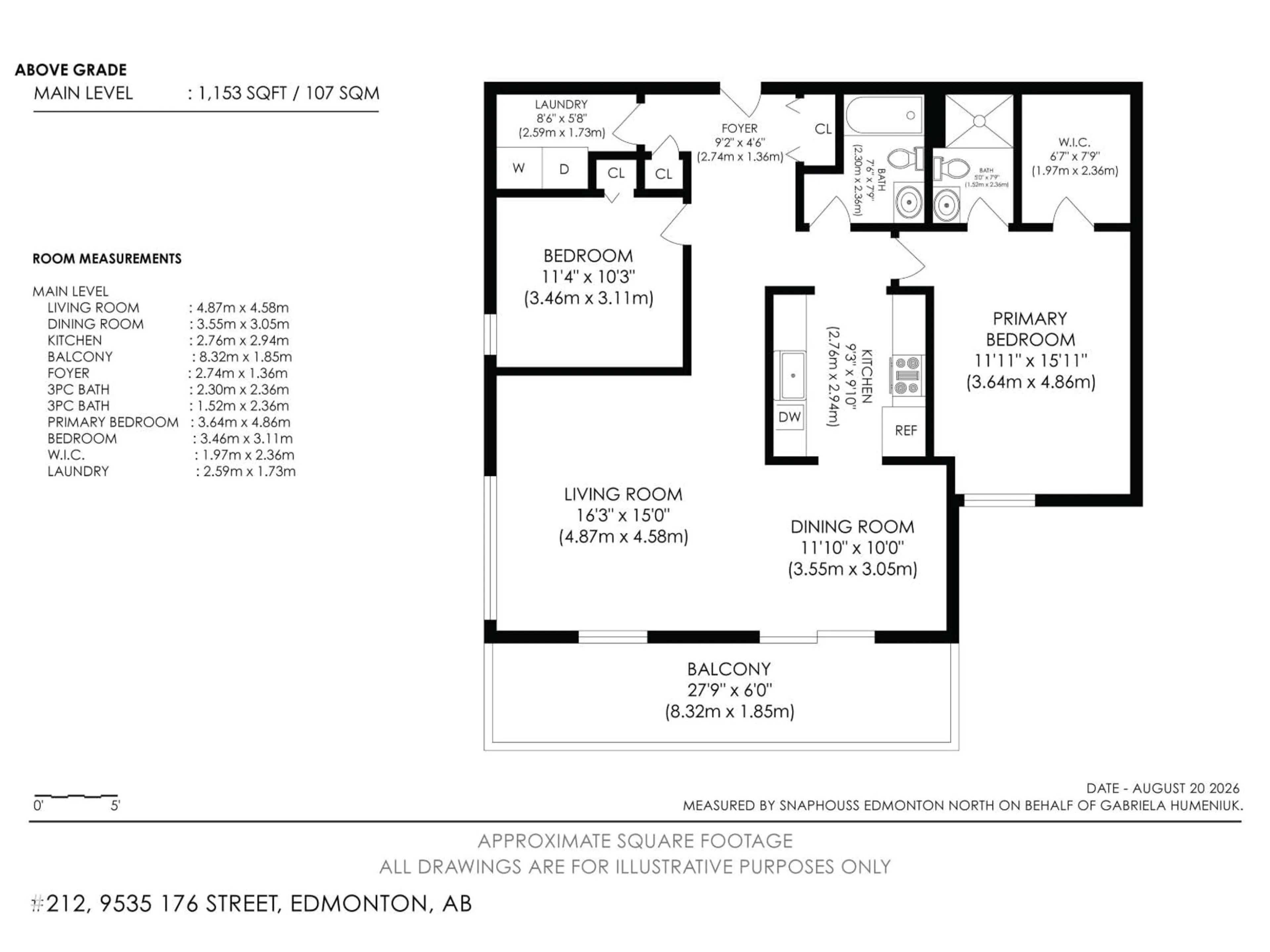 Floor plan for #212 - 9535 176 ST NW, Edmonton Alberta T5T6C8