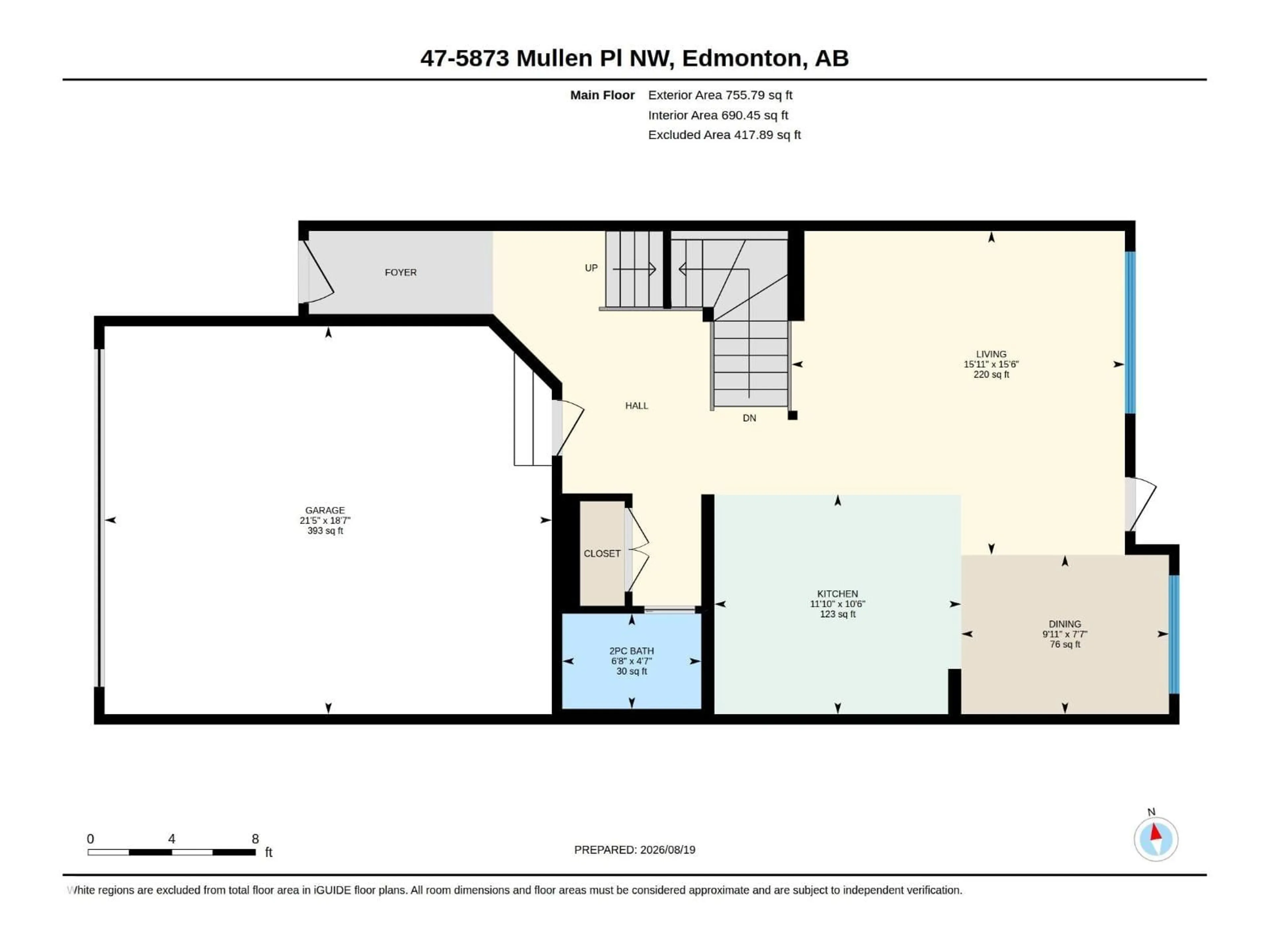 Floor plan for #47 - 5873 MULLEN PL, Edmonton Alberta T6R0T5