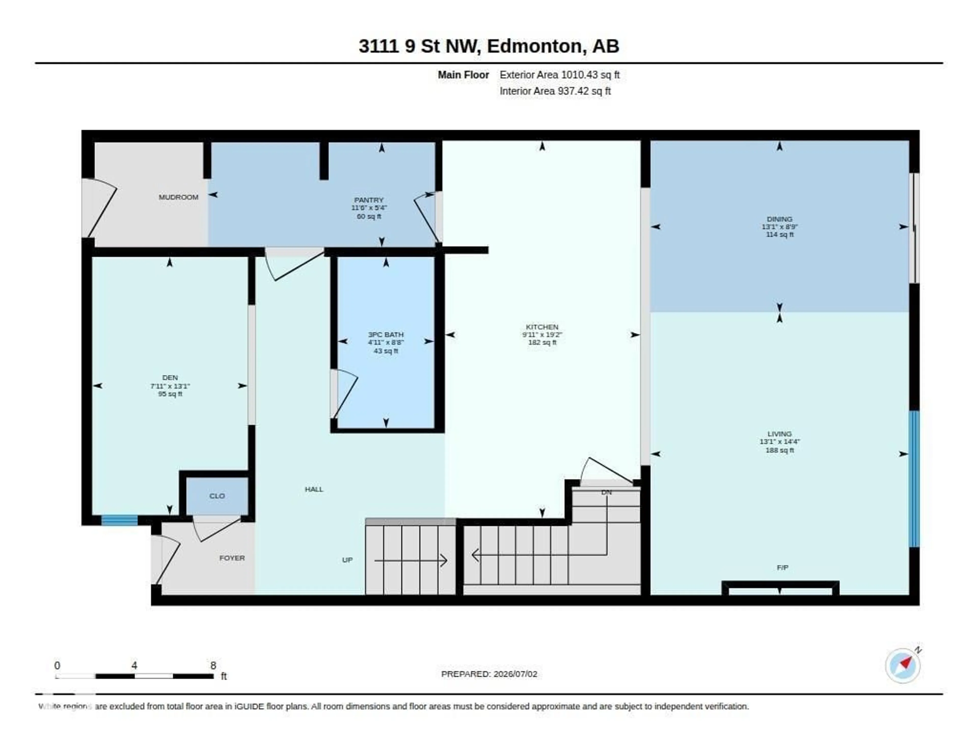 Floor plan for 3111 9 ST, Edmonton Alberta T6T2V6