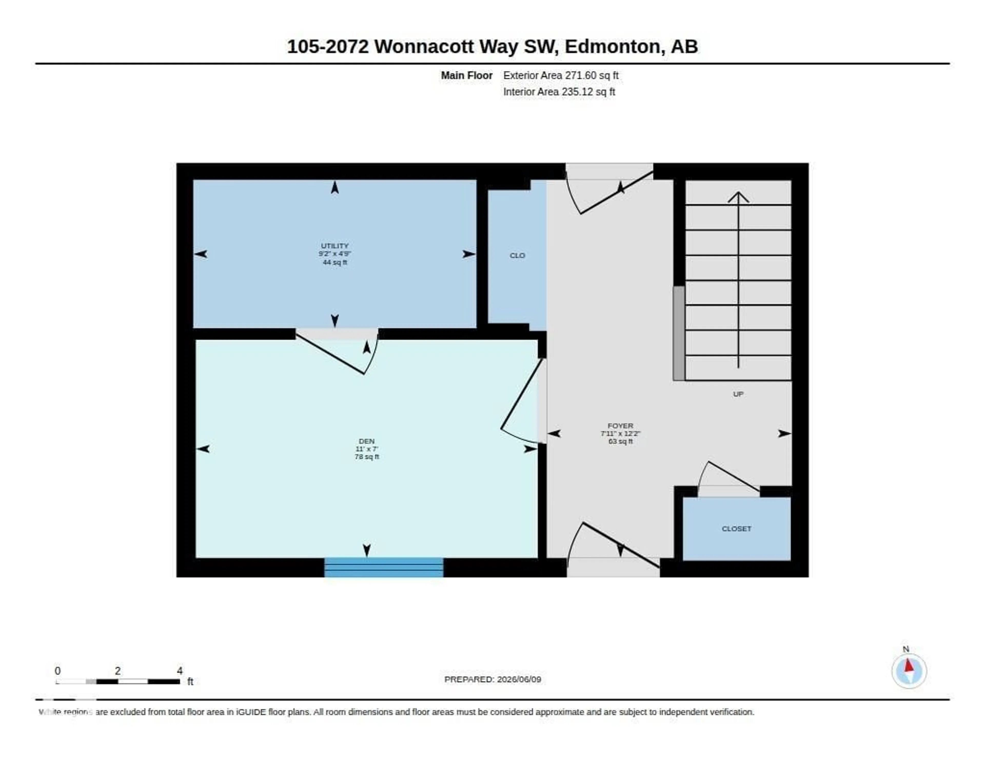 Floor plan for #105 - 2072 WONNACOTT WY, Edmonton Alberta T6X2V7