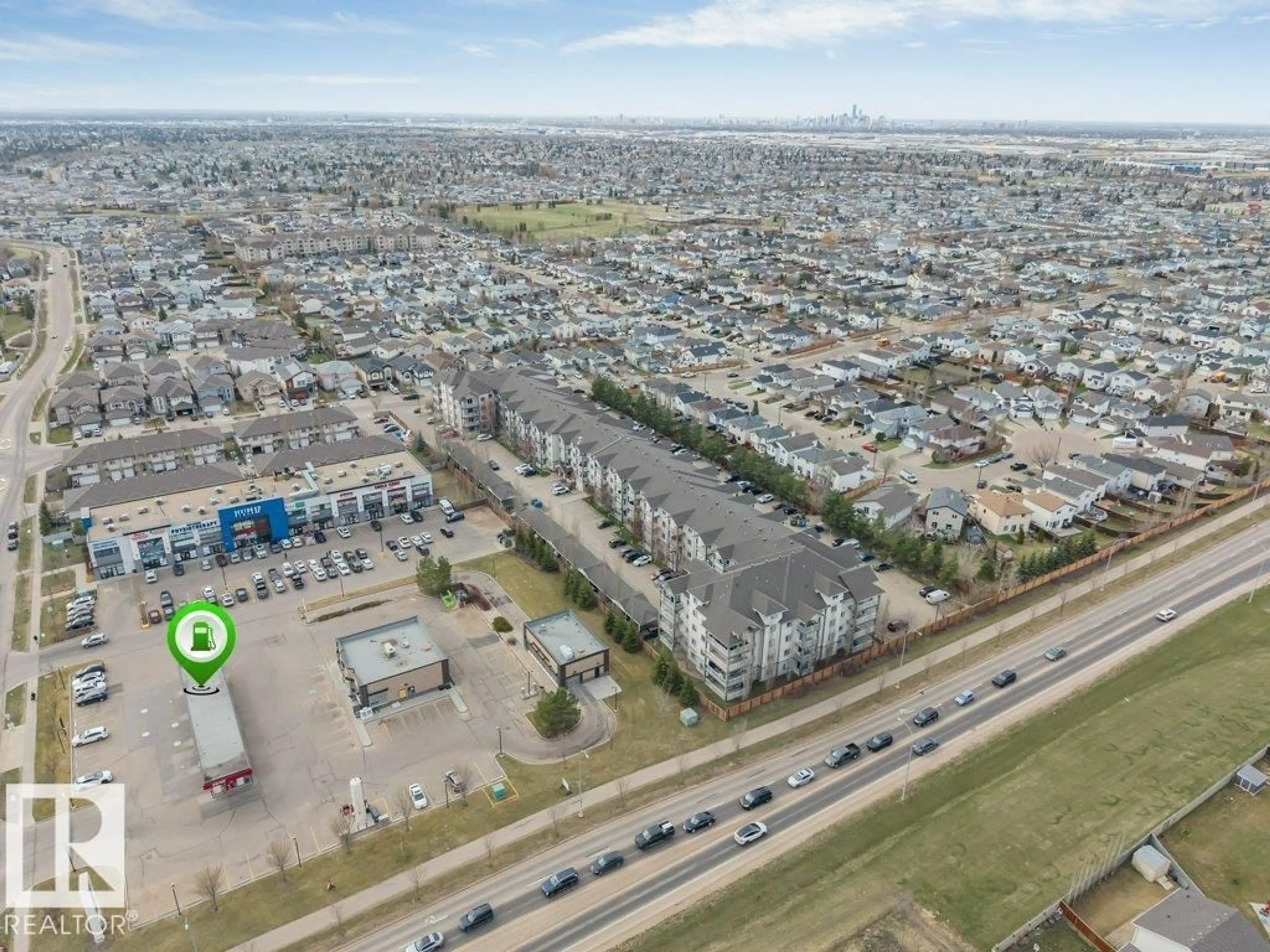 A pic from outside/outdoor area/front of a property/back of a property/a pic from drone, street for #404 - 3425 19 ST, Edmonton Alberta T6T2B5