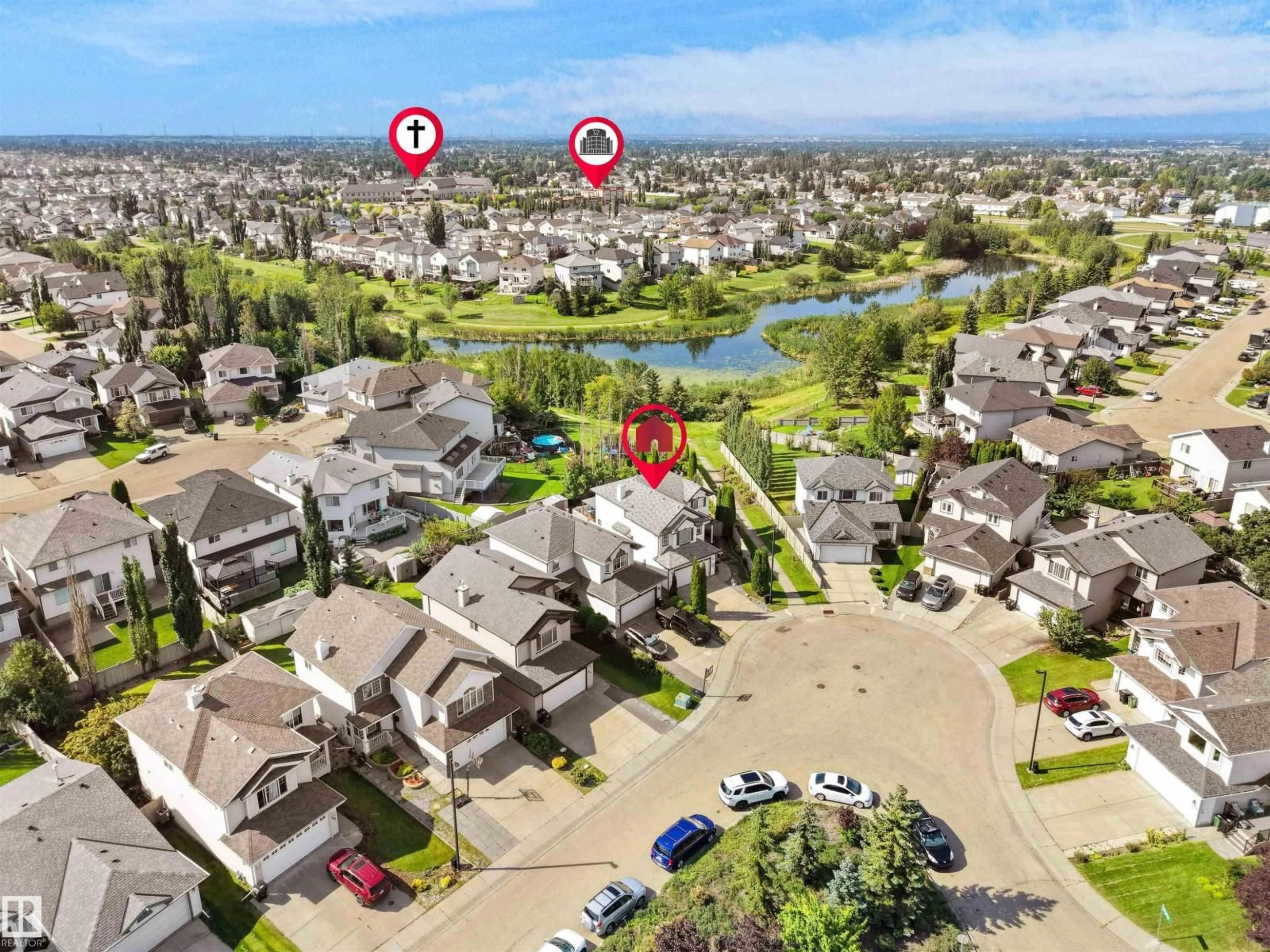 A pic from outside/outdoor area/front of a property/back of a property/a pic from drone, water/lake/river/ocean view for 614 SILVER BERRY ROAD, Edmonton Alberta T6T1X5