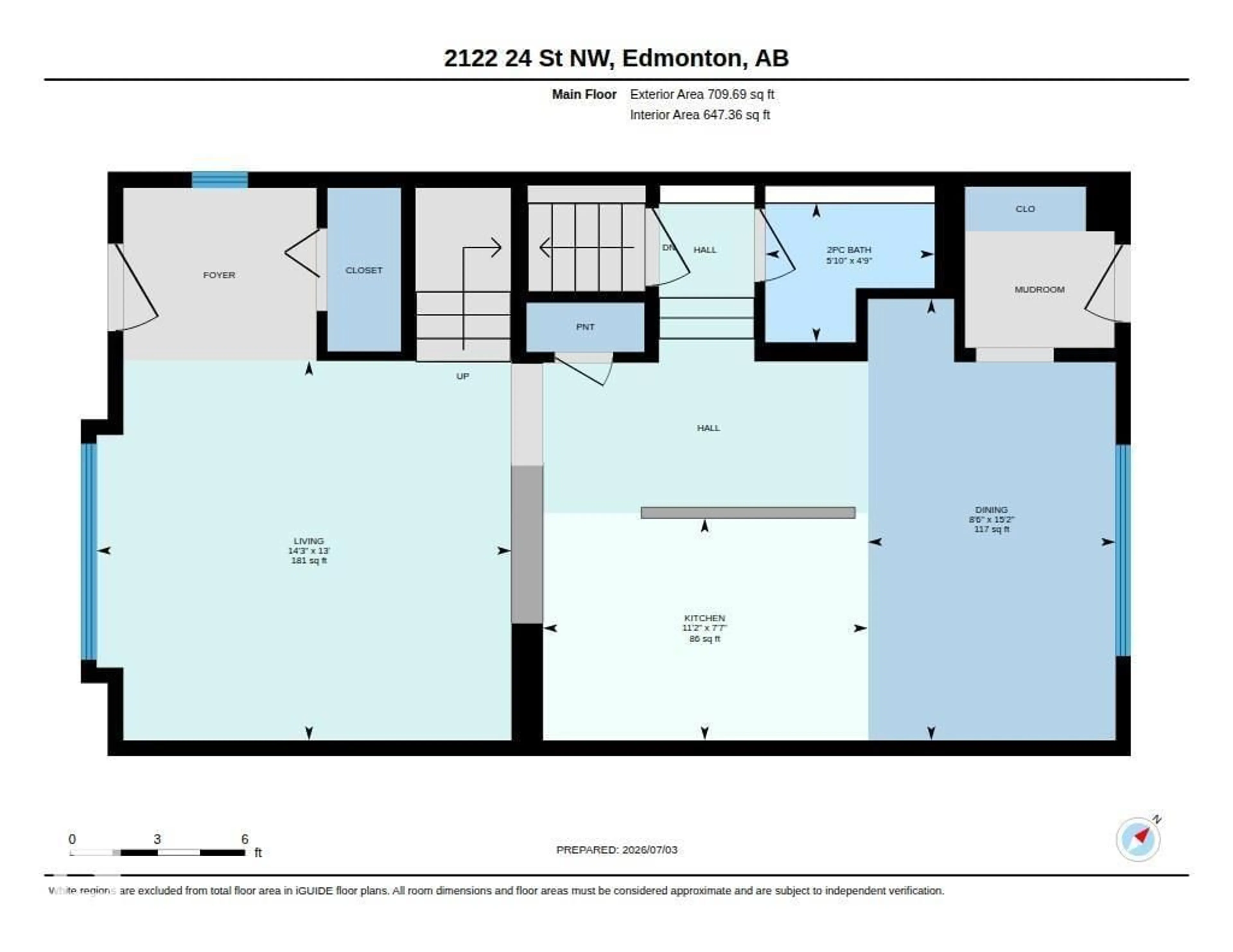 Floor plan for 2122 24 ST, Edmonton Alberta T6T0Y4