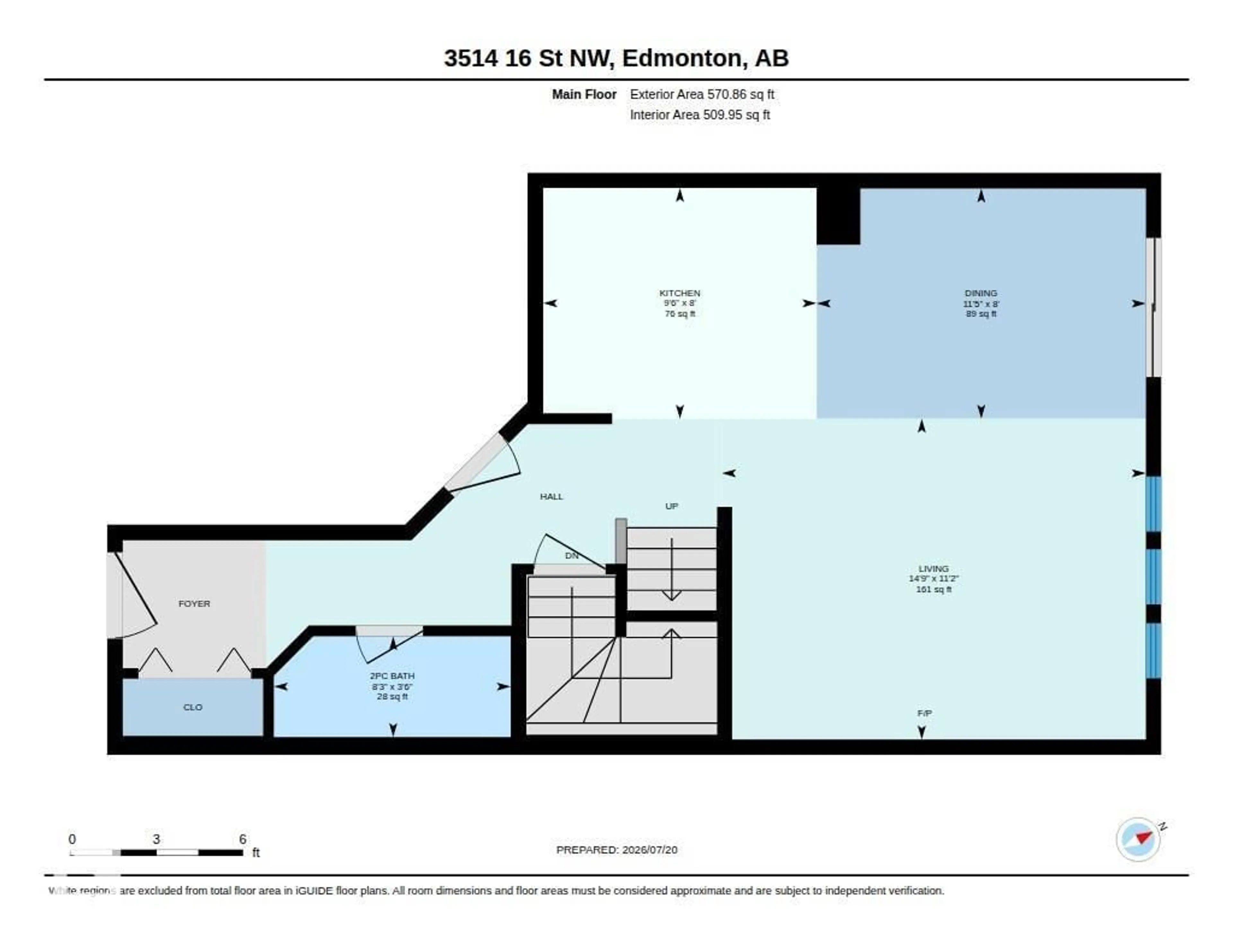 Floor plan for 3514 16 ST, Edmonton Alberta T6T0M6