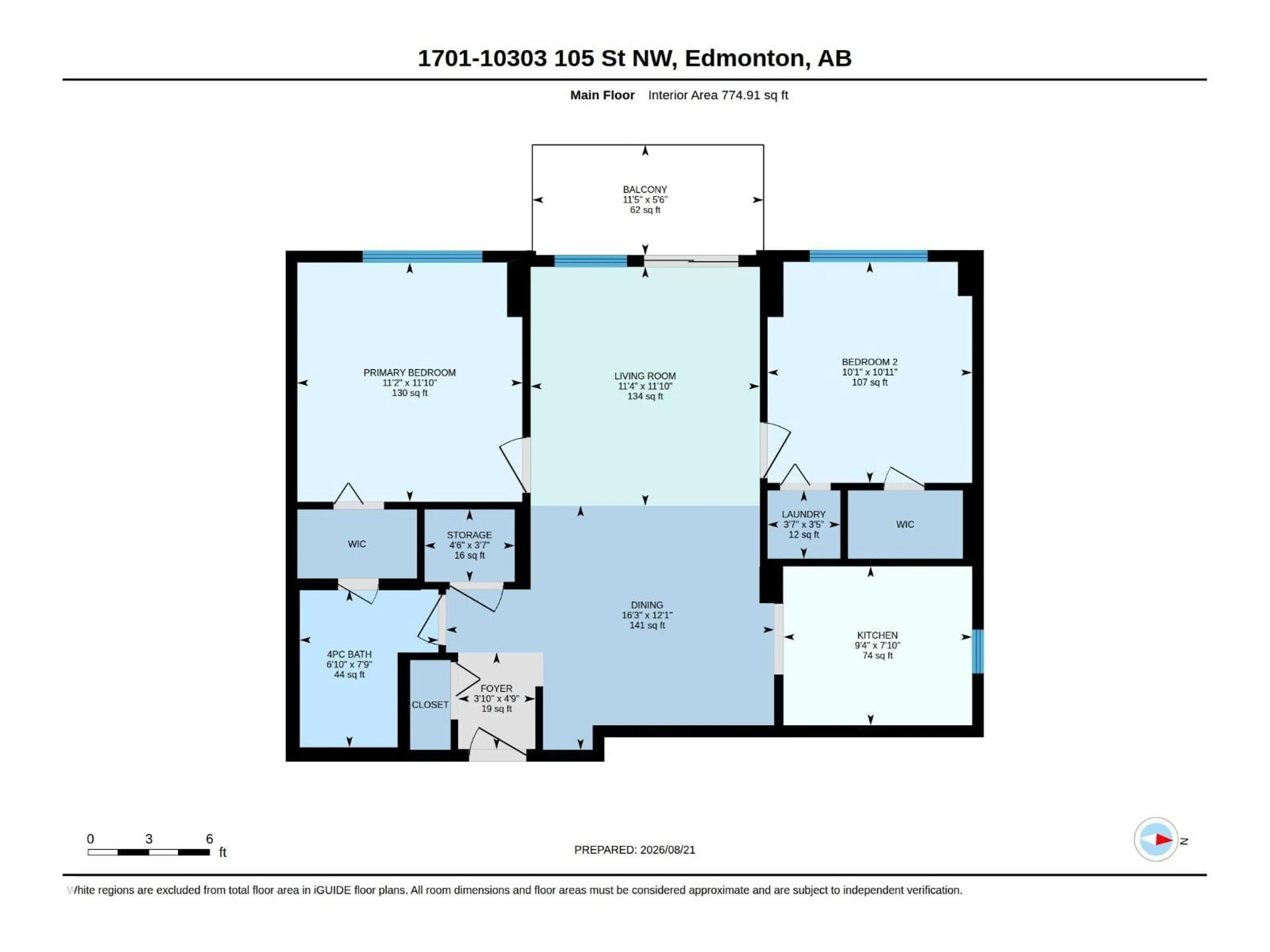 Floor plan for 10303 - 1701 105 ST, Edmonton Alberta T5J5G3