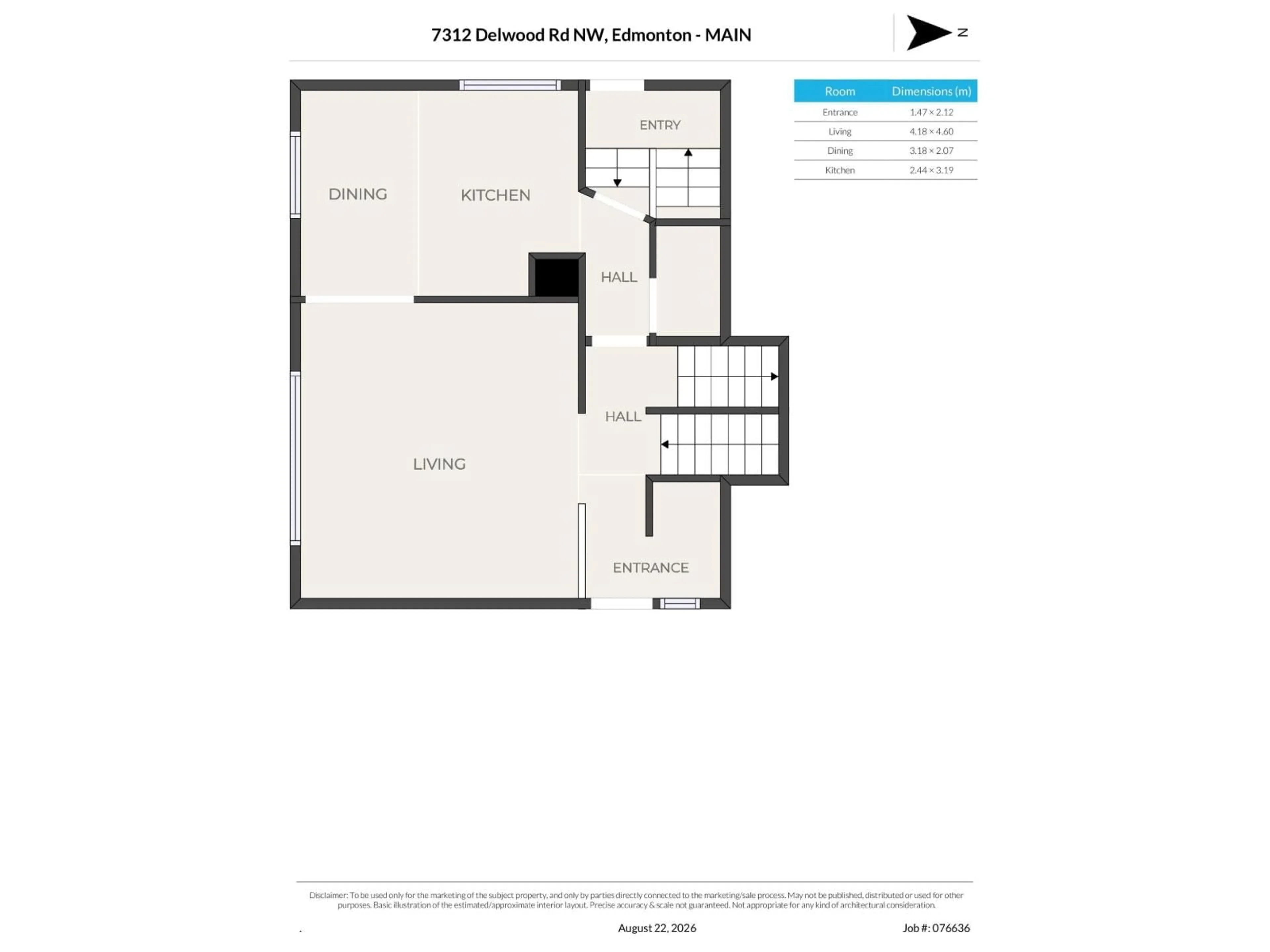 Floor plan for 7312 DELWOOD RD, Edmonton Alberta T5C3A7